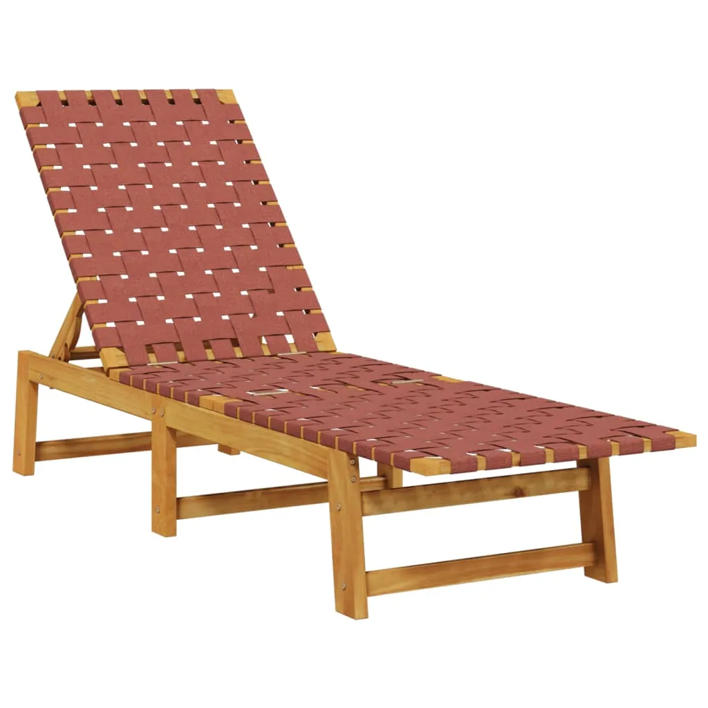 Sonnenliege aus Echtholz mit Stoffbezug, 157x55x60/74/87 cm, Rot-Braun
