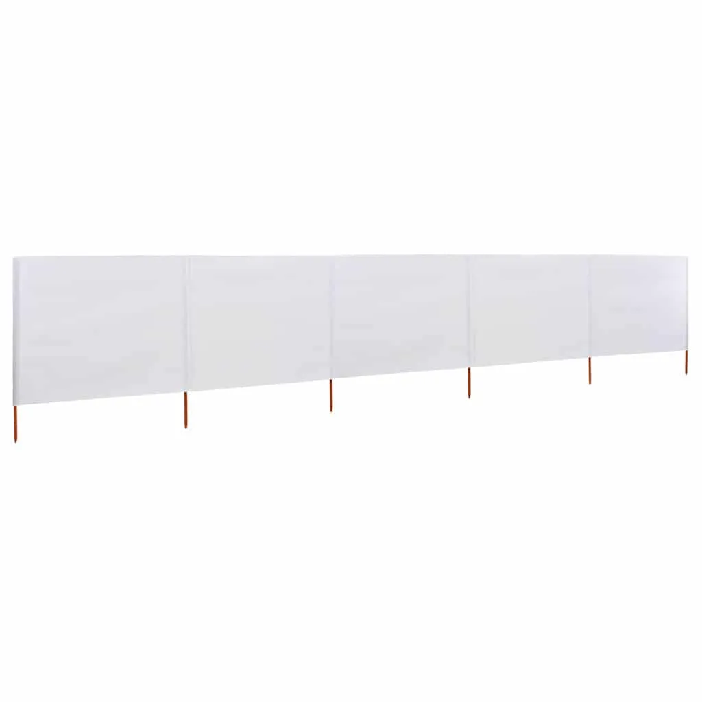 5-teiliger faltbarer Windschutz 600x160 cm Sandweiß
