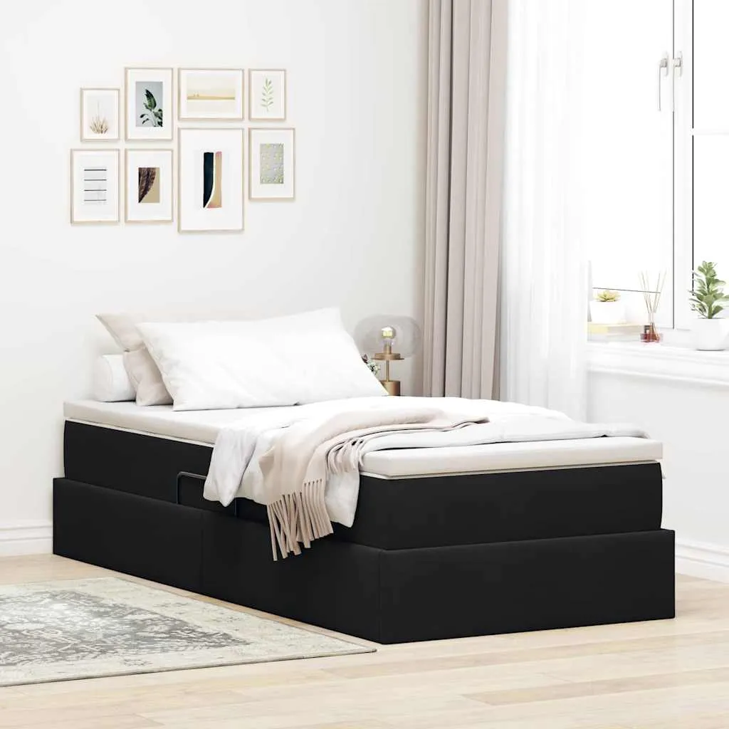 Aufbewahrungsbett mit Matratze 100 x 200 cm Schwarz