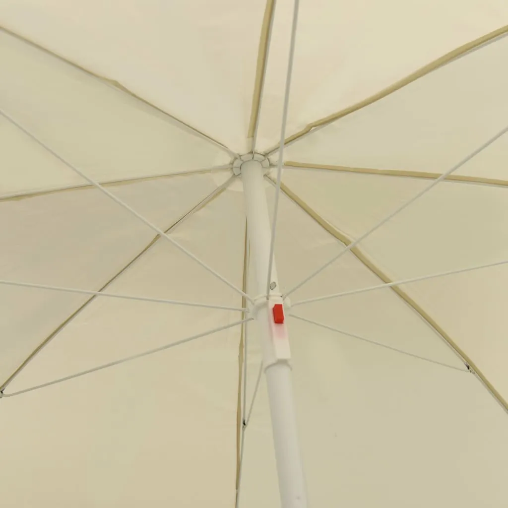 Strandschirm Weiß 240 cm Durchmesser, 220 cm Höhe, Polyester
