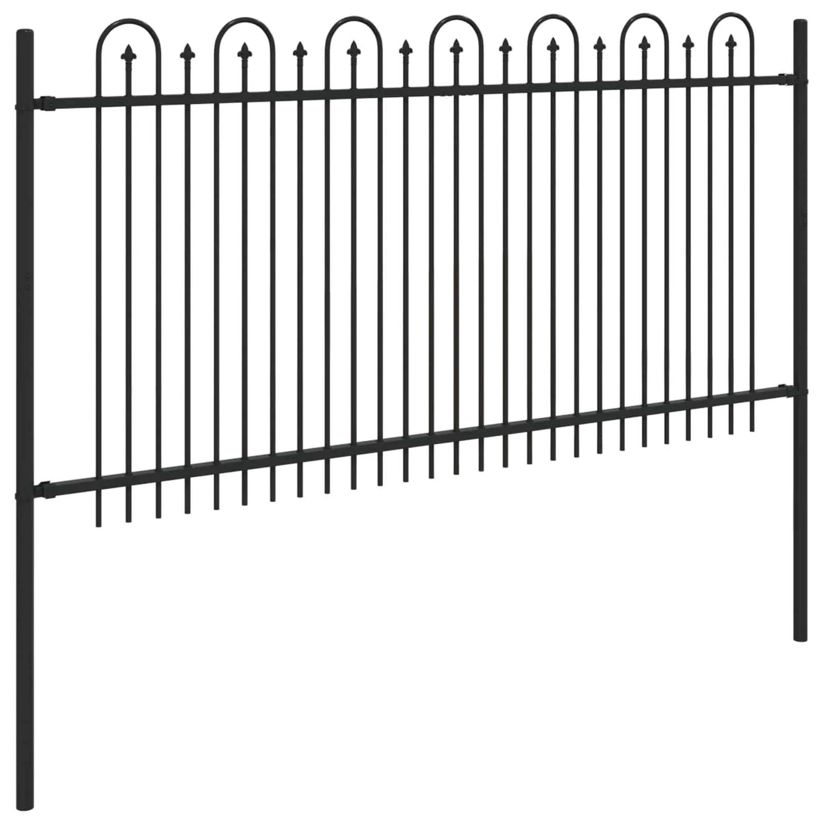 Spike-Bogen-Zaun 200 x 150 cm Schwarz Pulverbeschichteter Stahl