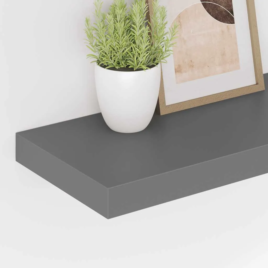 2er Set Schweberegal 50x23x3,8 cm Hochglanz-Grau