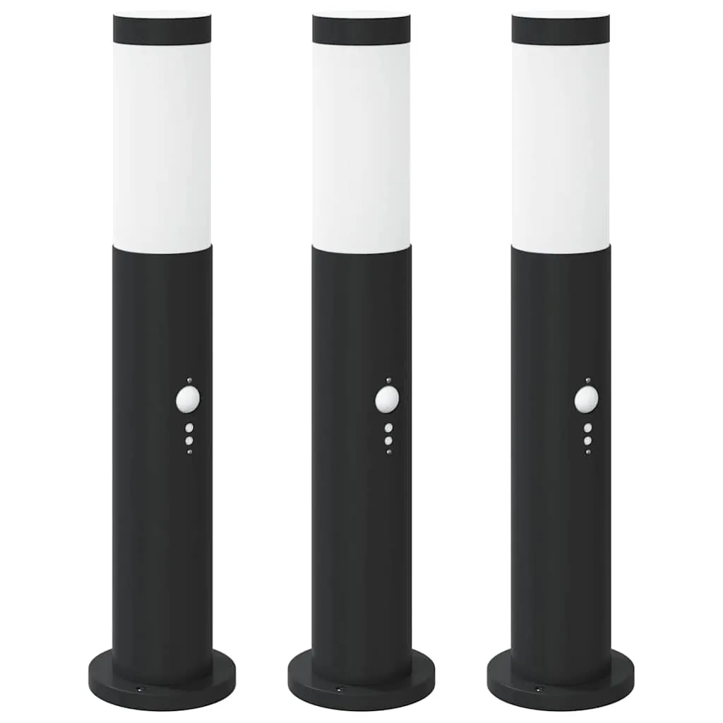 Schwarze Edelstahl Pollerleuchte 11x50 cm mit Bewegungssensor IP44