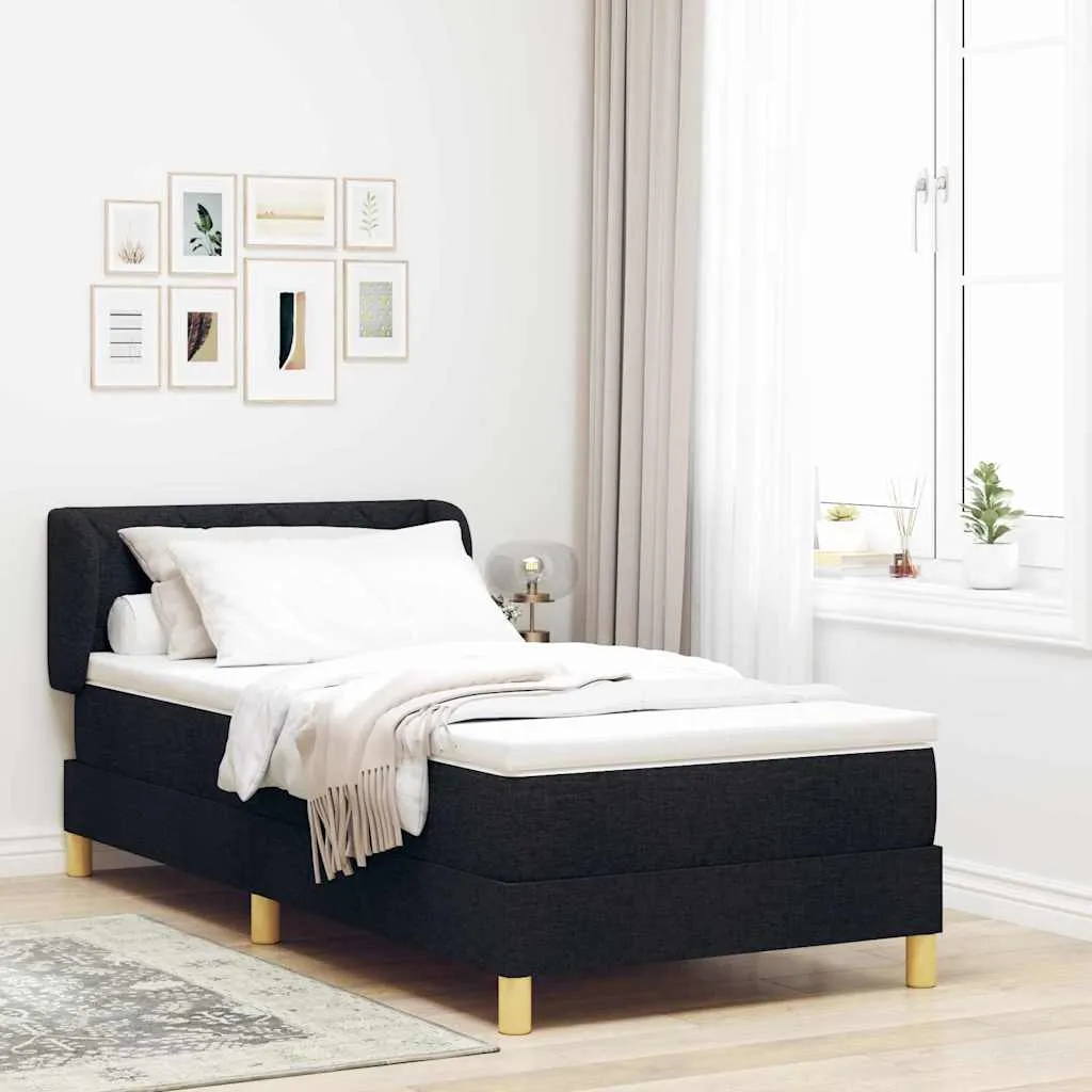 Boxspringbett mit verstellbarem Kopfteil, 90x190 cm, Schwarz