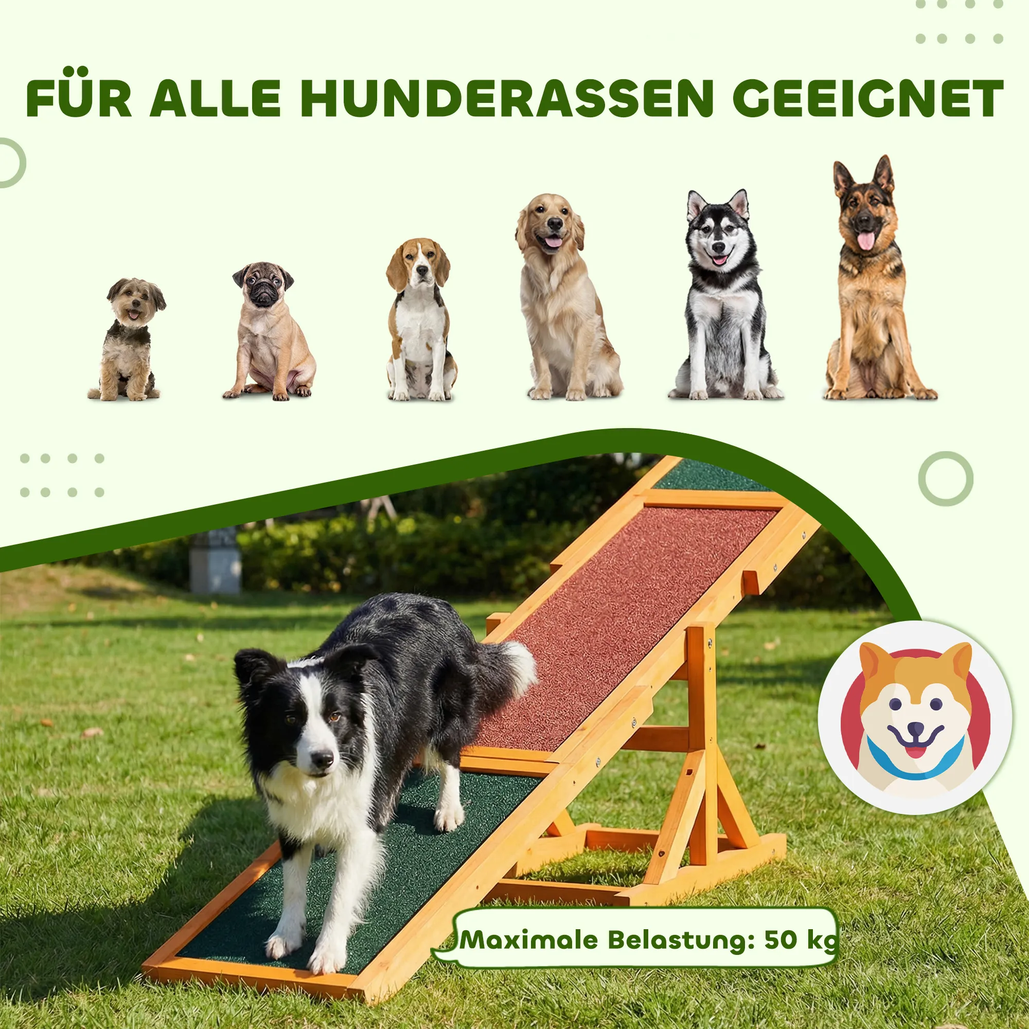 Hundewippe für Agility Training aus Tannenholz, 180 x 30 cm