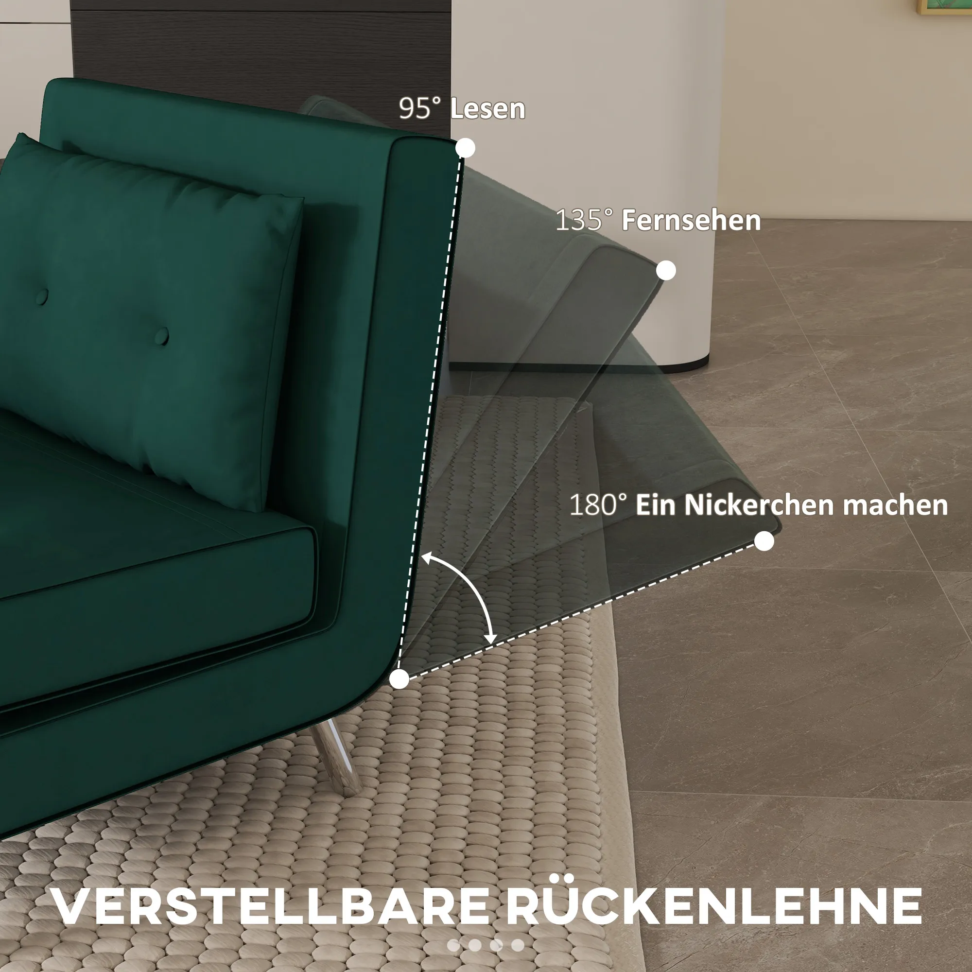 Liegesessel Dunkelgrün 77B x 88T x 83H cm mit Kissen