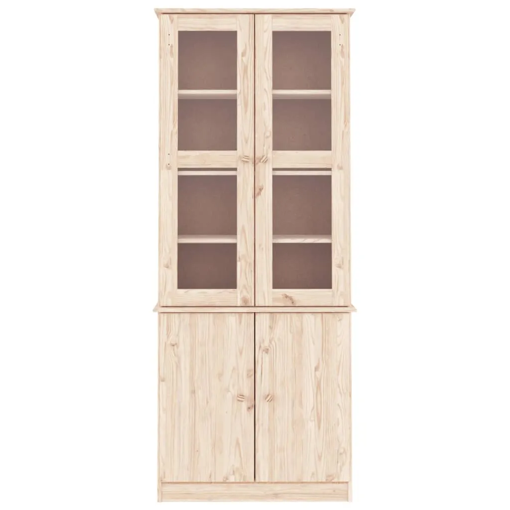 Holzvitrine aus Massivholz, 77 x 35 x 186,5 cm, unbehandelt