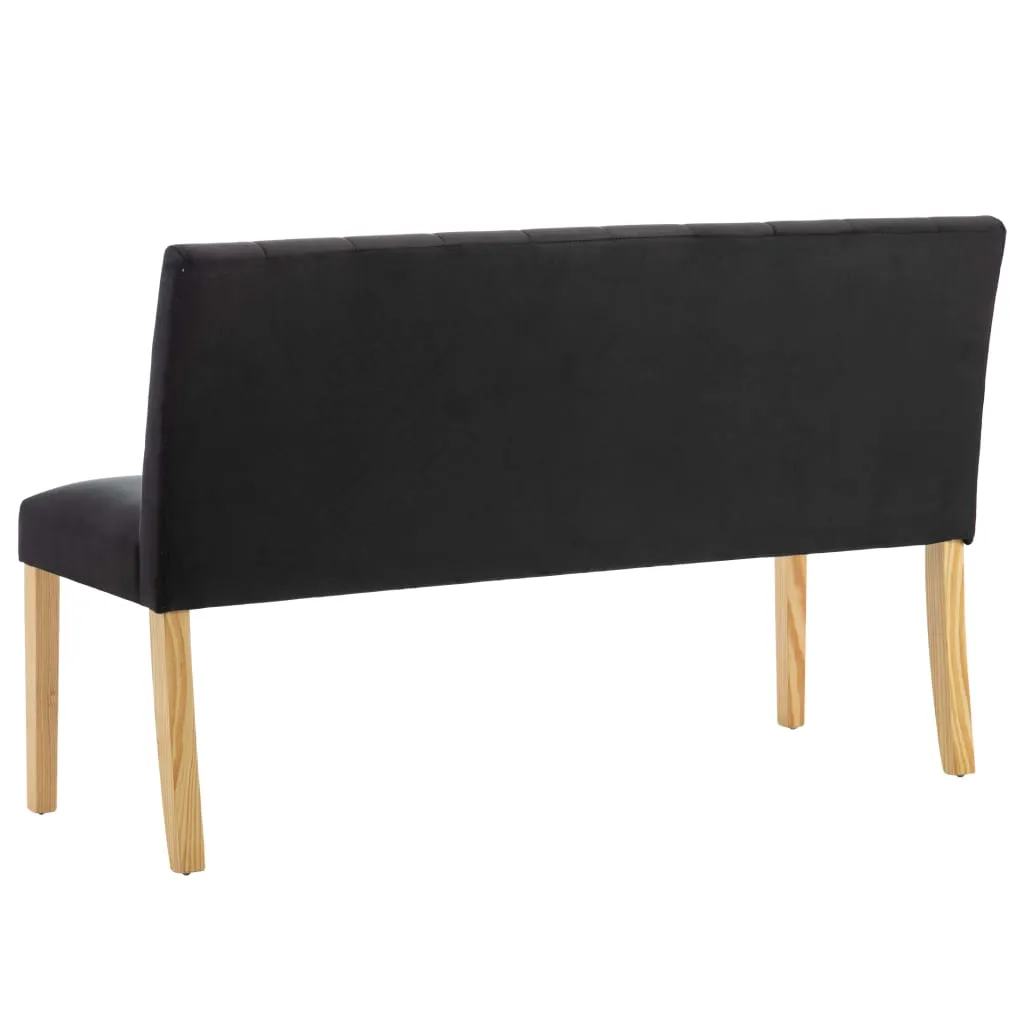 Schlichte Sitzbank mit Rückenlehne 140x56x86 cm in Schwarz