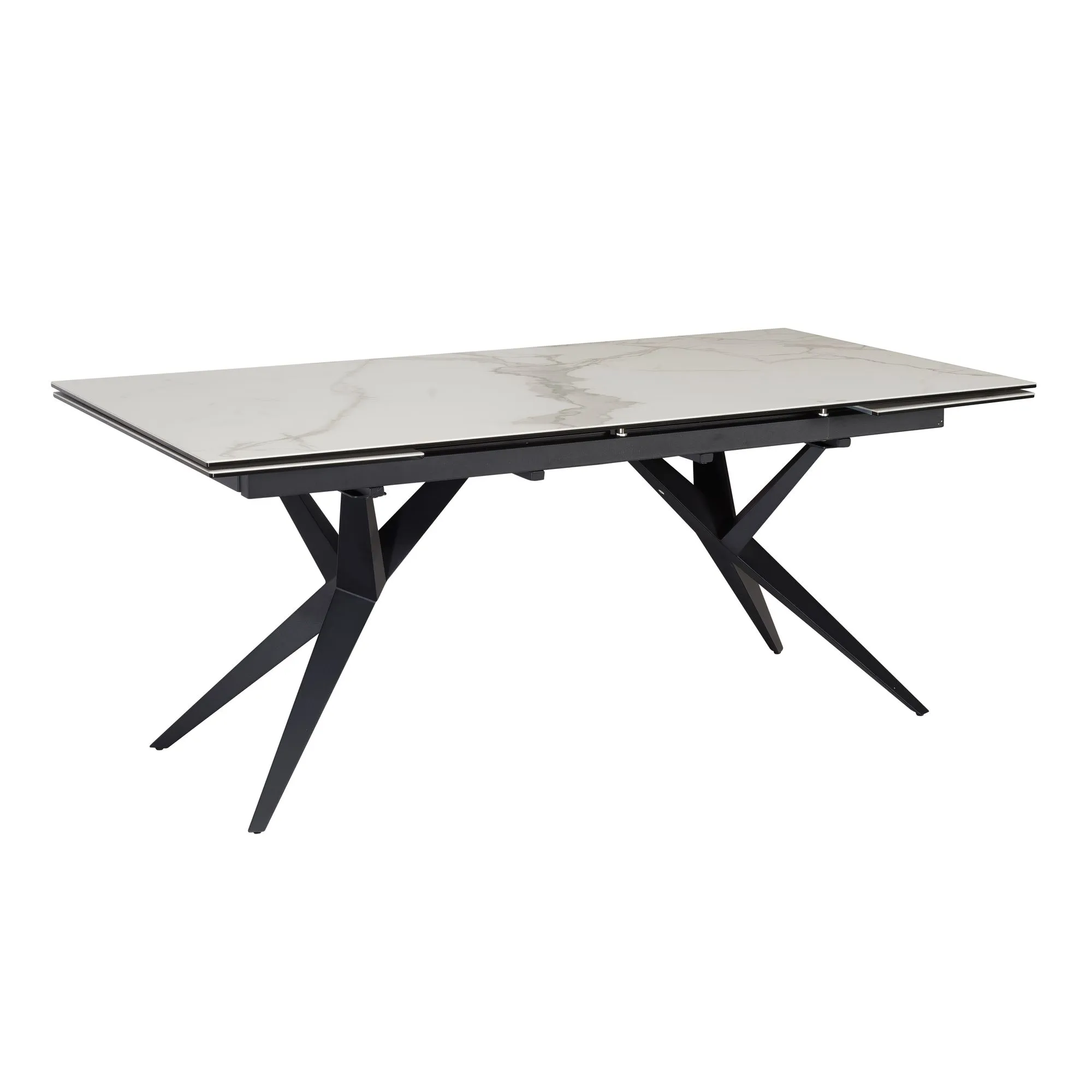 Esszimmertisch 180 - 260 cm Ausziehbar Keramik Glas Weiß