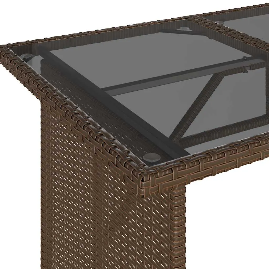 Gartentisch Braun 110 x 68 x 70 cm mit Glasplatte