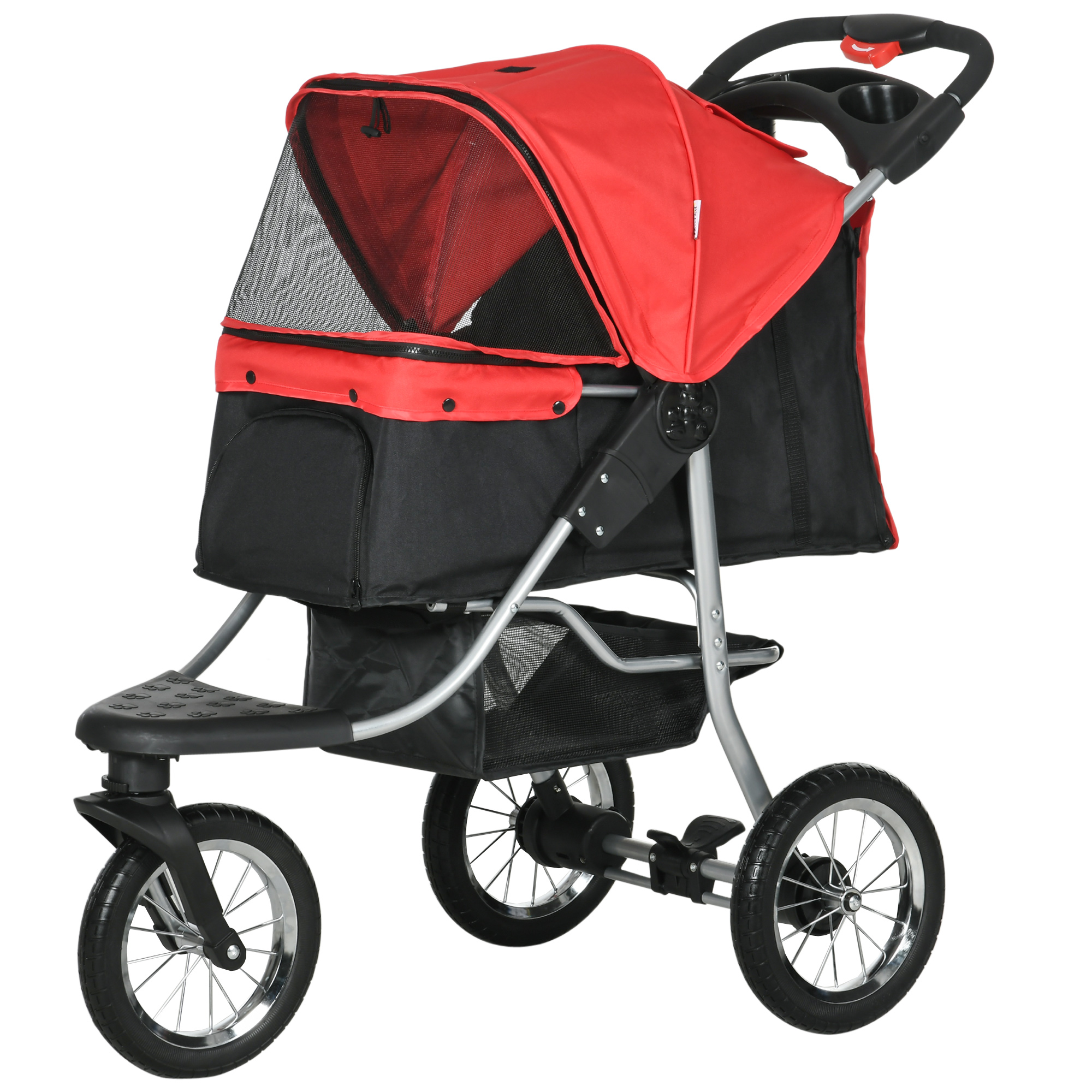 Hundewagen Hundebuggy klappbar aus Oxford-Stoff, Rot-Schwarz