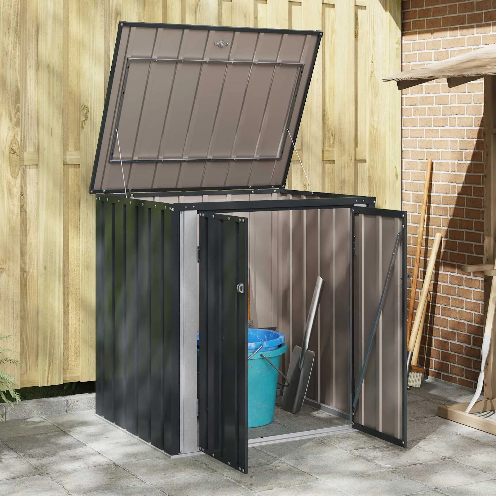 Abschließbare Gartenbox 101,5x82x100 cm Schwarz mit Stahlkonstruktion