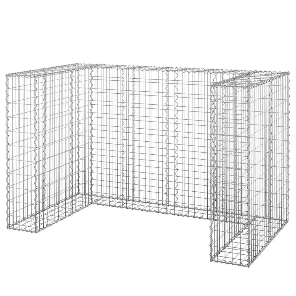 Gabionen-Mülltonnenverkleidung 180x100x110 cm silbern aus verzinktem Stahl