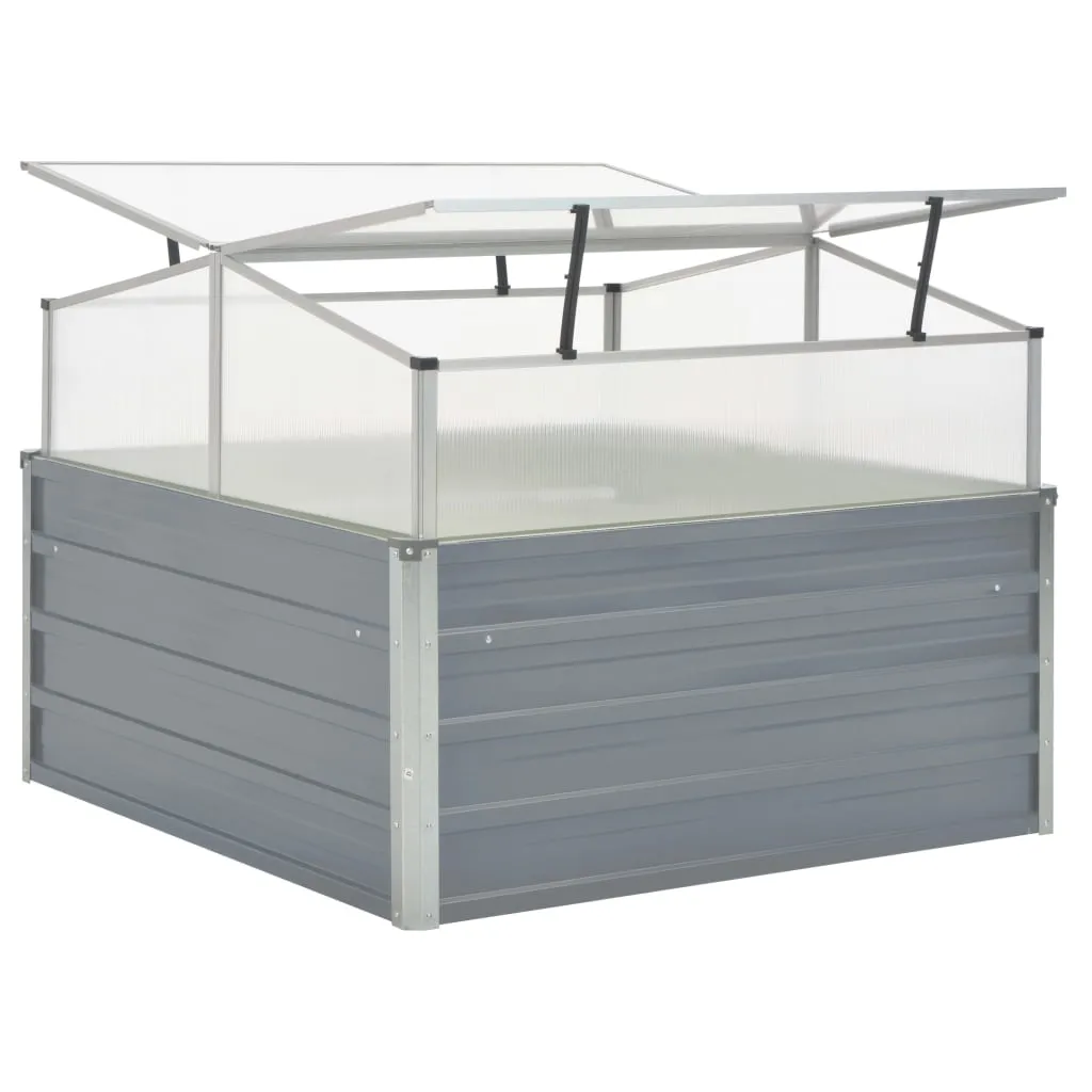 Grau Gewächshaus 100 x 100 x 85 cm aus PC und verzinktem Stahl