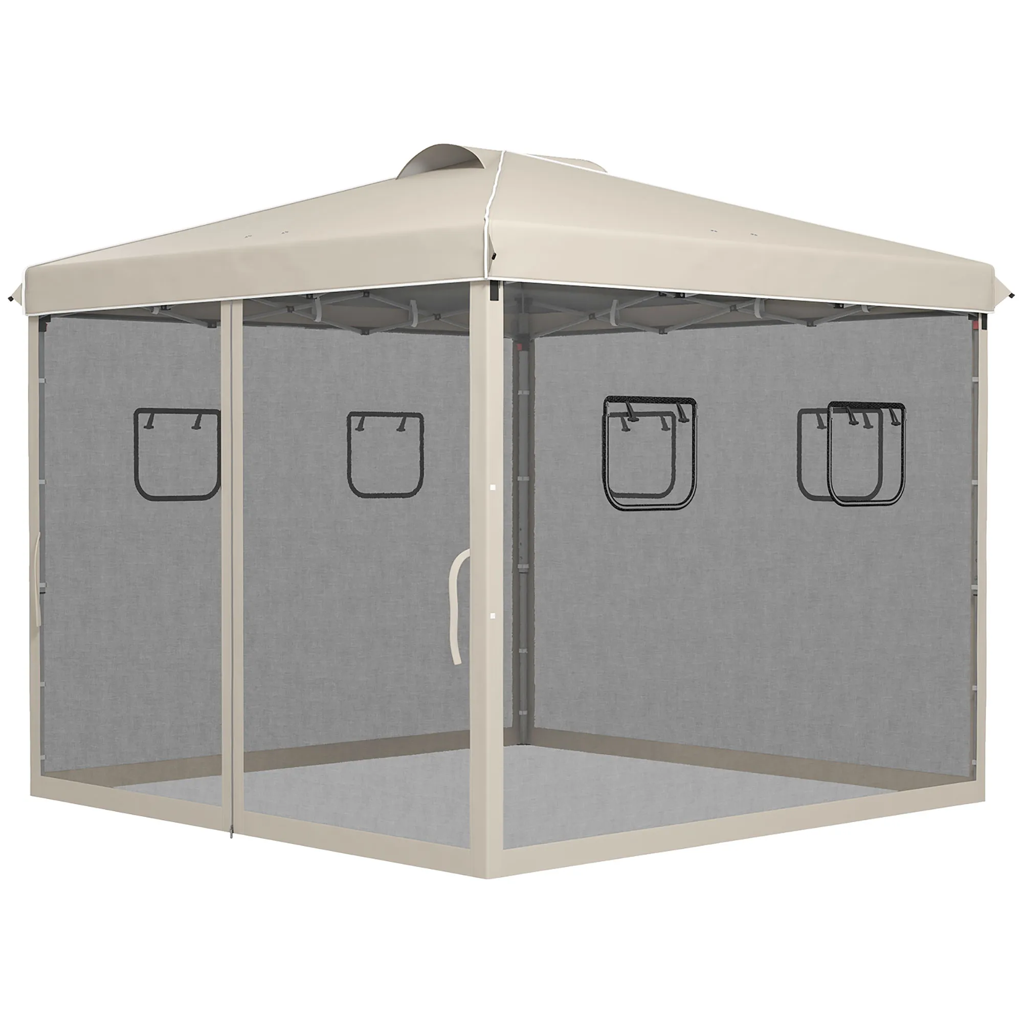 Faltpavillon 3 x 3 m Beige und Schwarz für Garten und Events