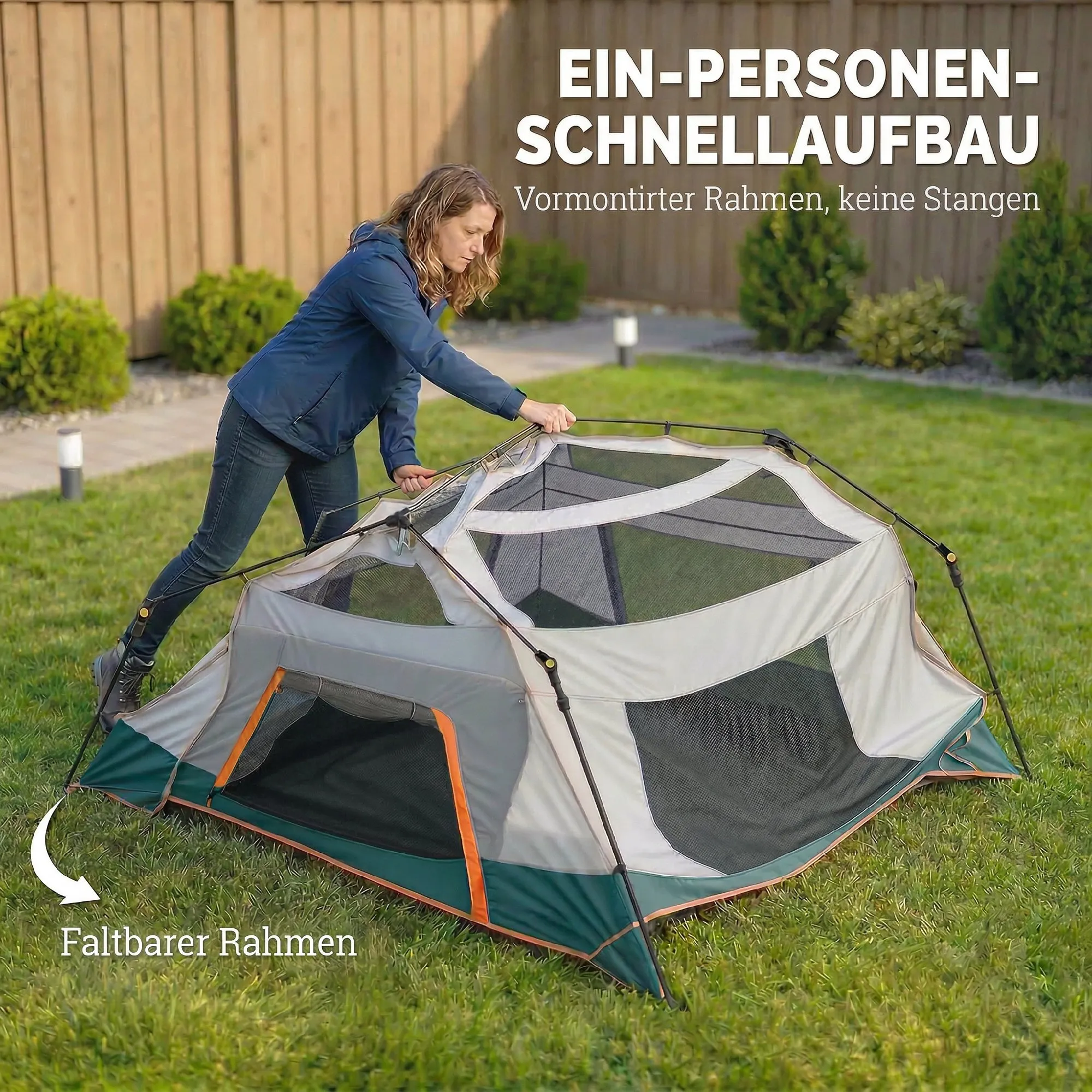 Familienzelt 4-6 Personen 350x350x205 cm Grün