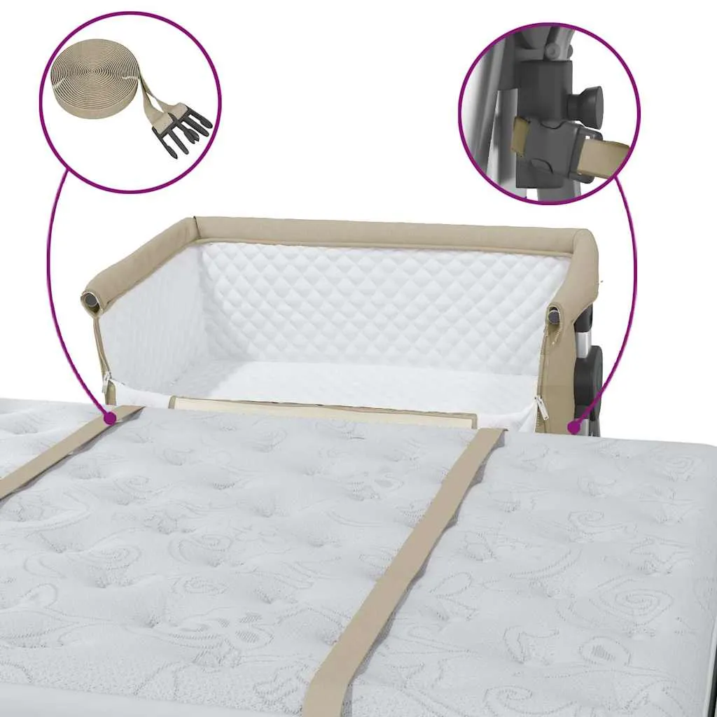 Babybett Taupe 93x56x(70-82) cm mit Matratze und Stauraum