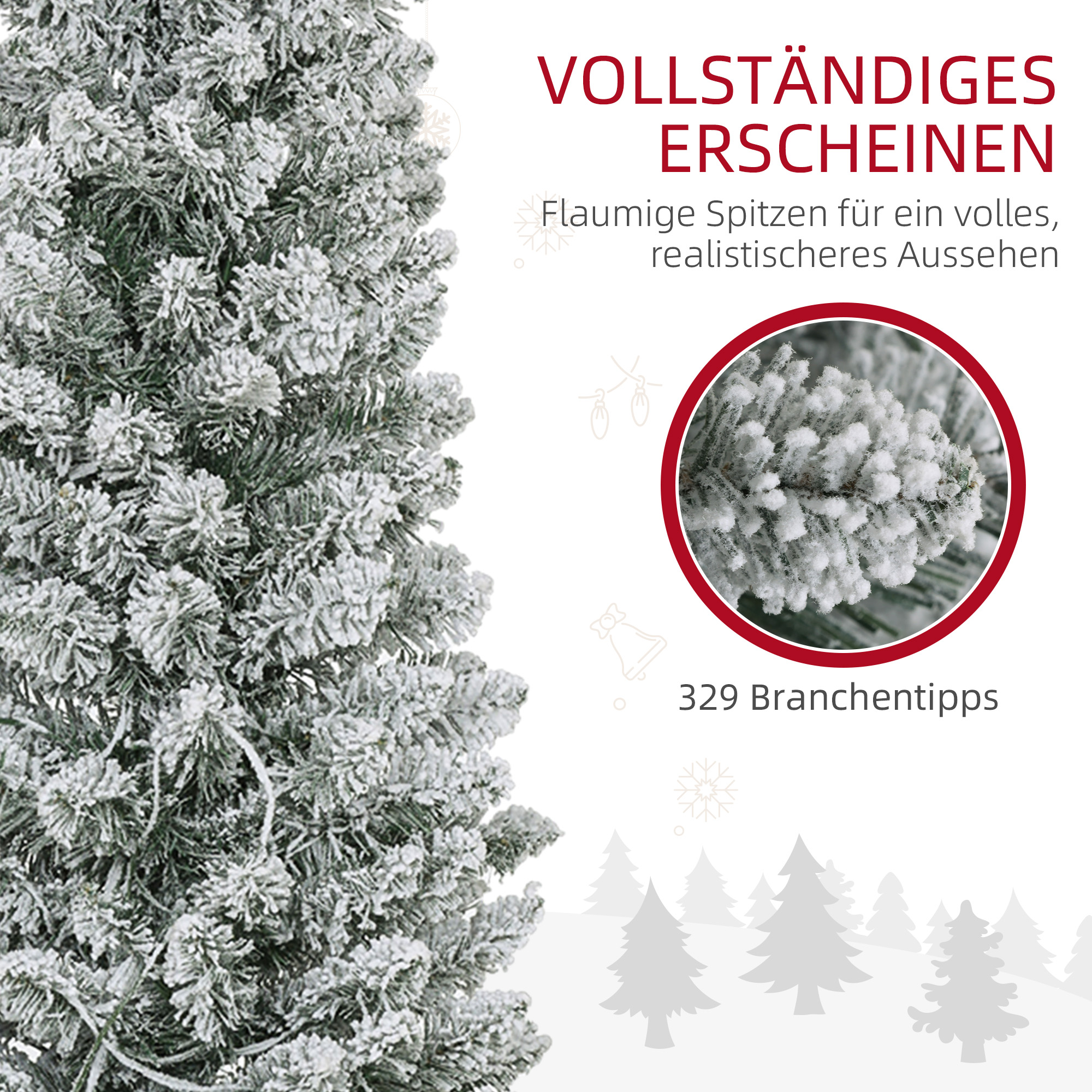 Künstlicher Weihnachtsbaum 180 cm mit LED-Lichterkette Grün-Weiß
