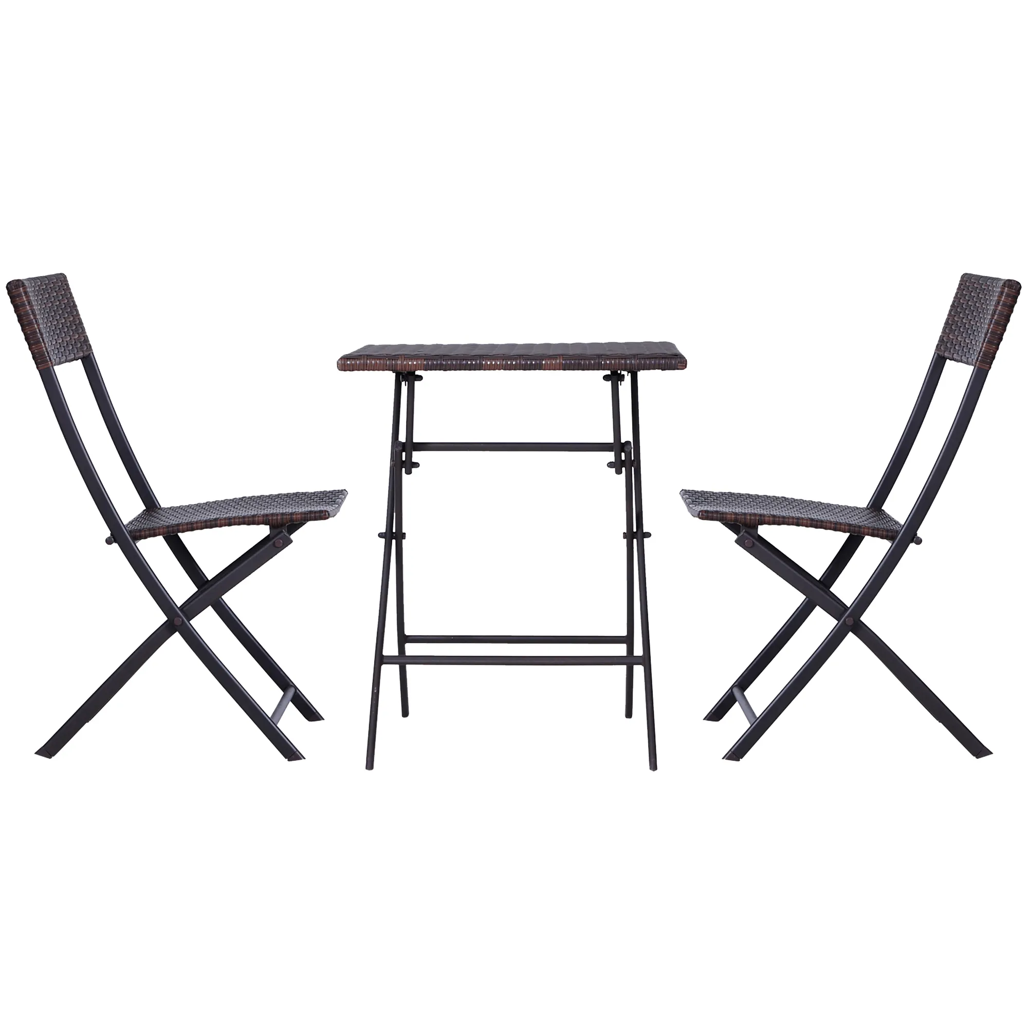 Bistroset aus Polyrattan, 60x60x72 cm, Braun