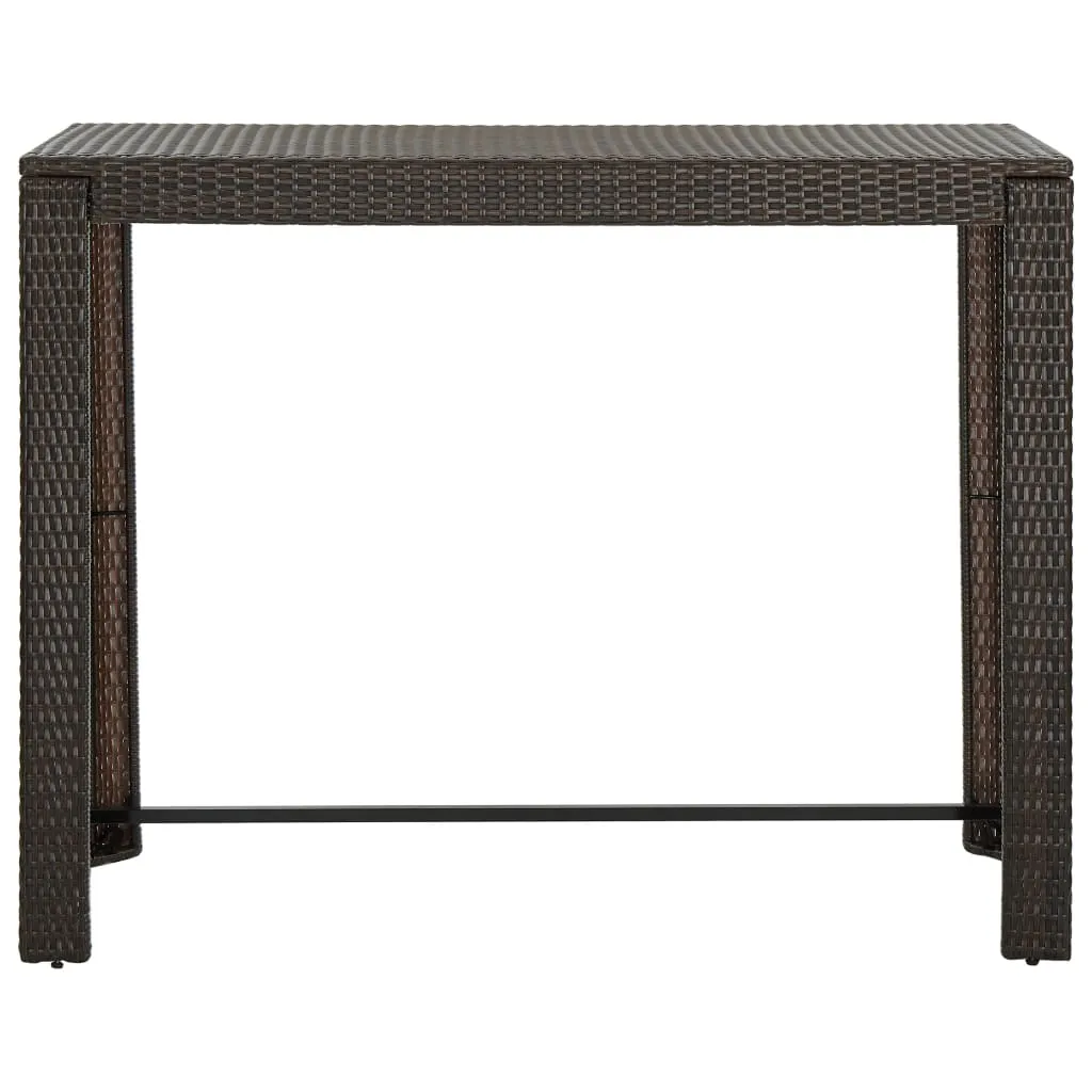 Bartisch Braun 140,5 x 60,5 x 110,5 cm mit PE-Rattan und Stahlgestell
