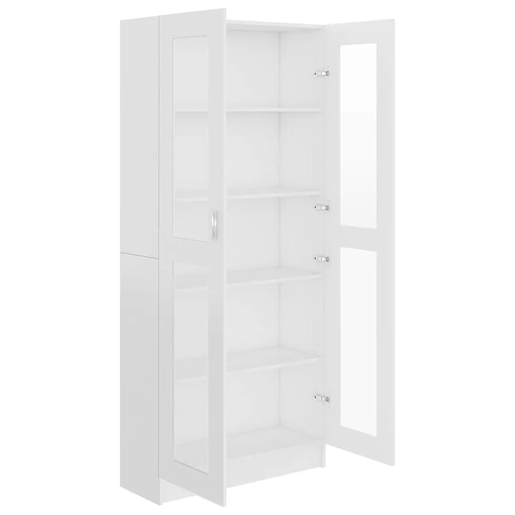 Vitrine mit 5 Fächern und 2 Türen 82,5x30,5x185 cm Weiß