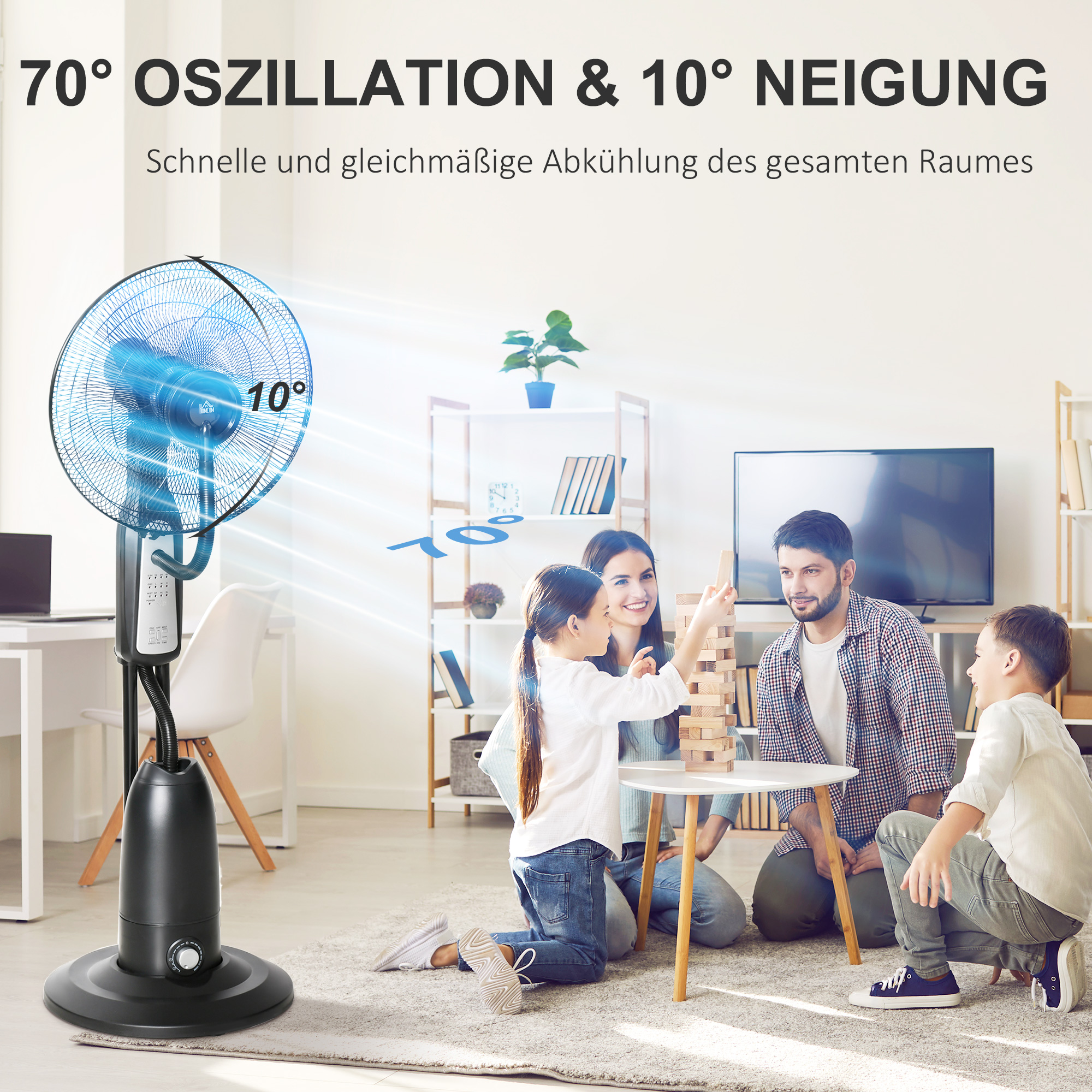 Wassergekühlter Standventilator Ø44,5 cm H120 cm Schwarz