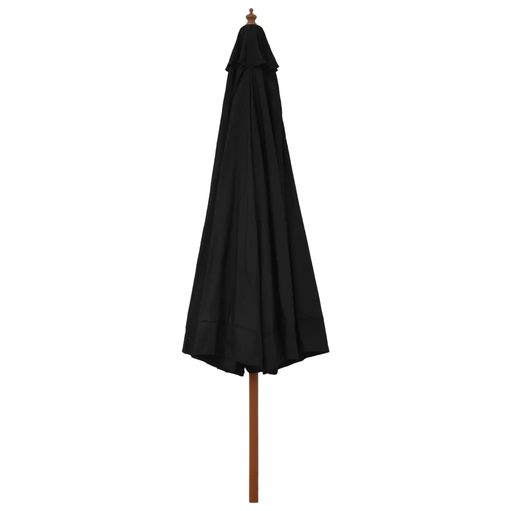 Schwarzer Terrassenschirm 330 x 240 cm mit robustem Massivholz-Mast