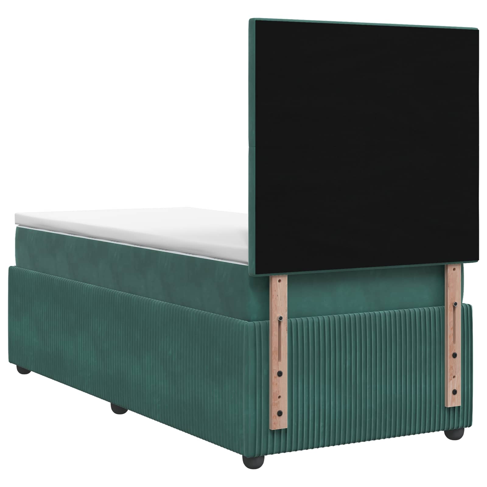 LED-Boxspringbett mit Matratze & Topper 90 x 190 cm Samt Dunkelgrün