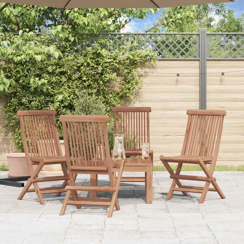 Klappstühle, 4er-Set, für Garten und Terrasse, Teakholz
