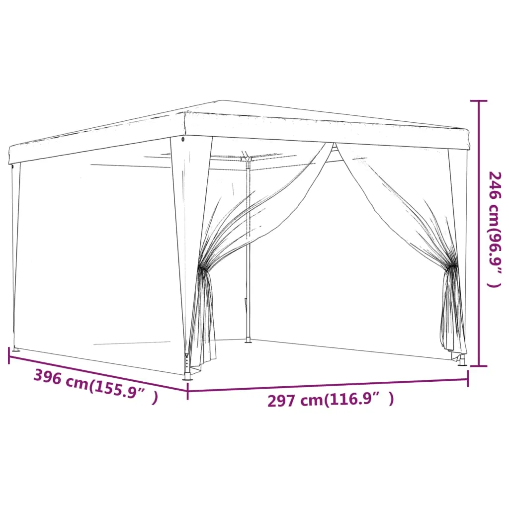 Partyzelt 297x396x246 cm Anthrazit mit wasserfestem HDPE und Mesh-Seitenwänden