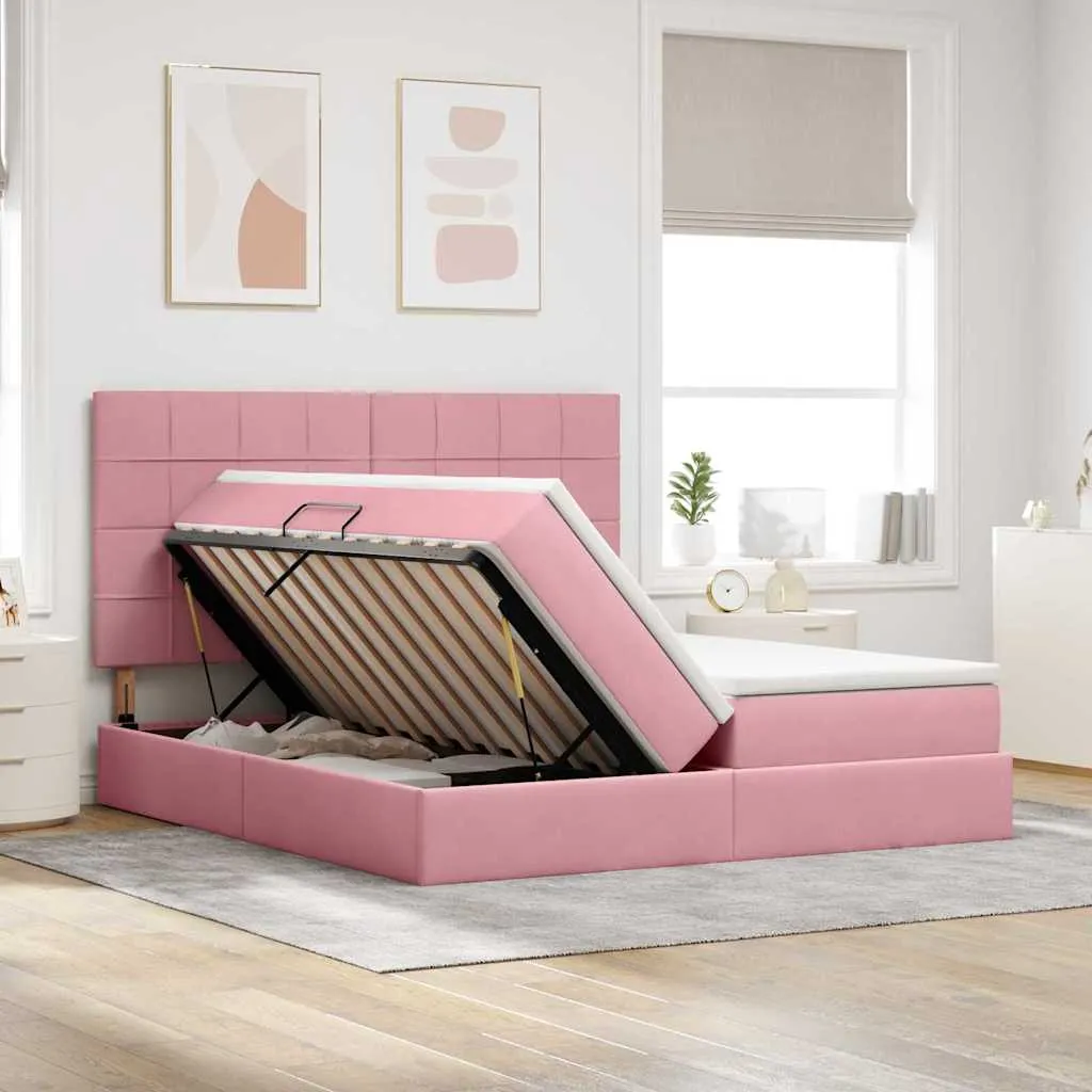 LED-Speicherbett mit Matratze 180 x 200 cm Rosa