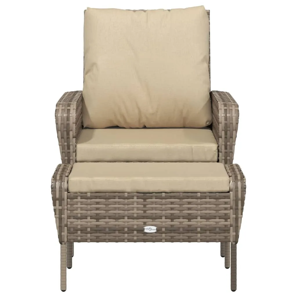 Gartenstuhl mit Fußhocker Hellbraun 69x78x88 cm PE-Rattan & Stahl