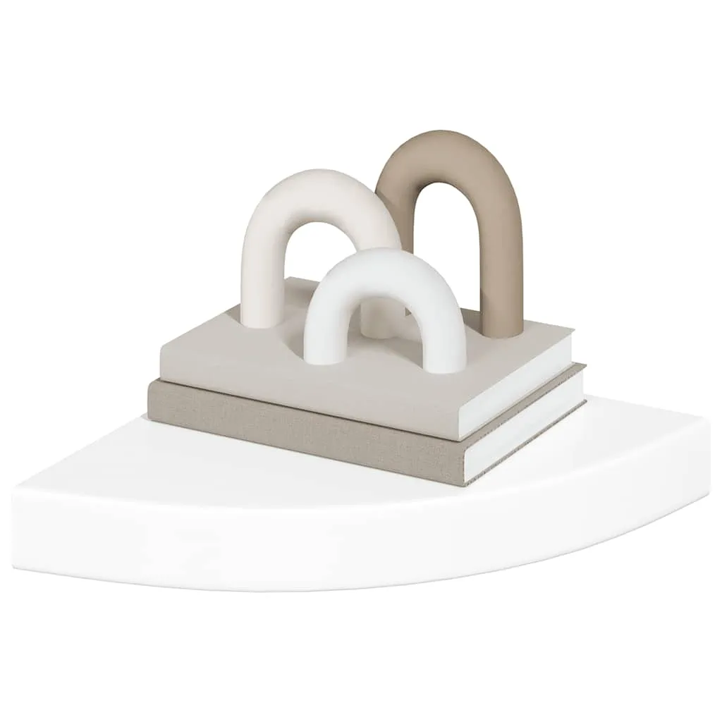 Schwebendes Eckregal MDF-Wabenstruktur Metall 25x25x3,8 cm Hochglanzweiß