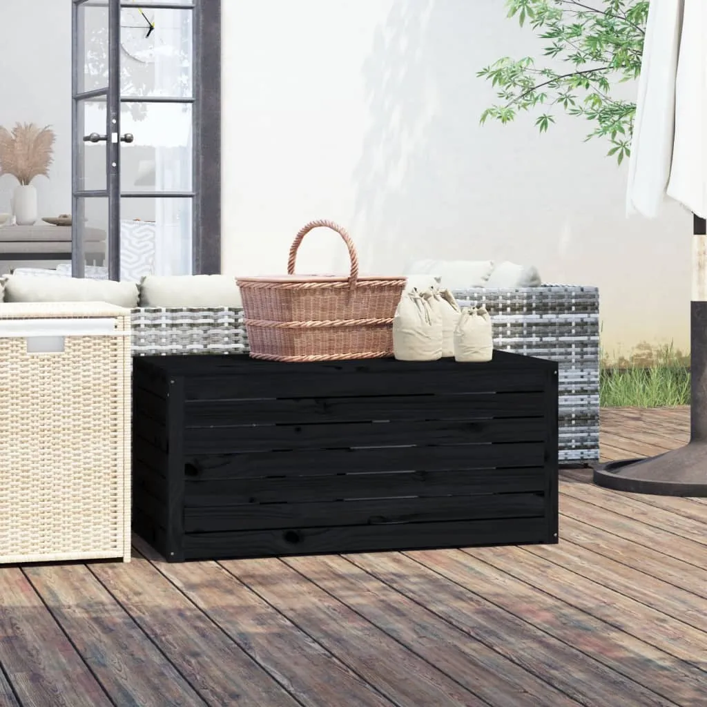 Gartenbox aus massivem Kiefernholz 101 x 50,5 x 46,5 cm Schwarz