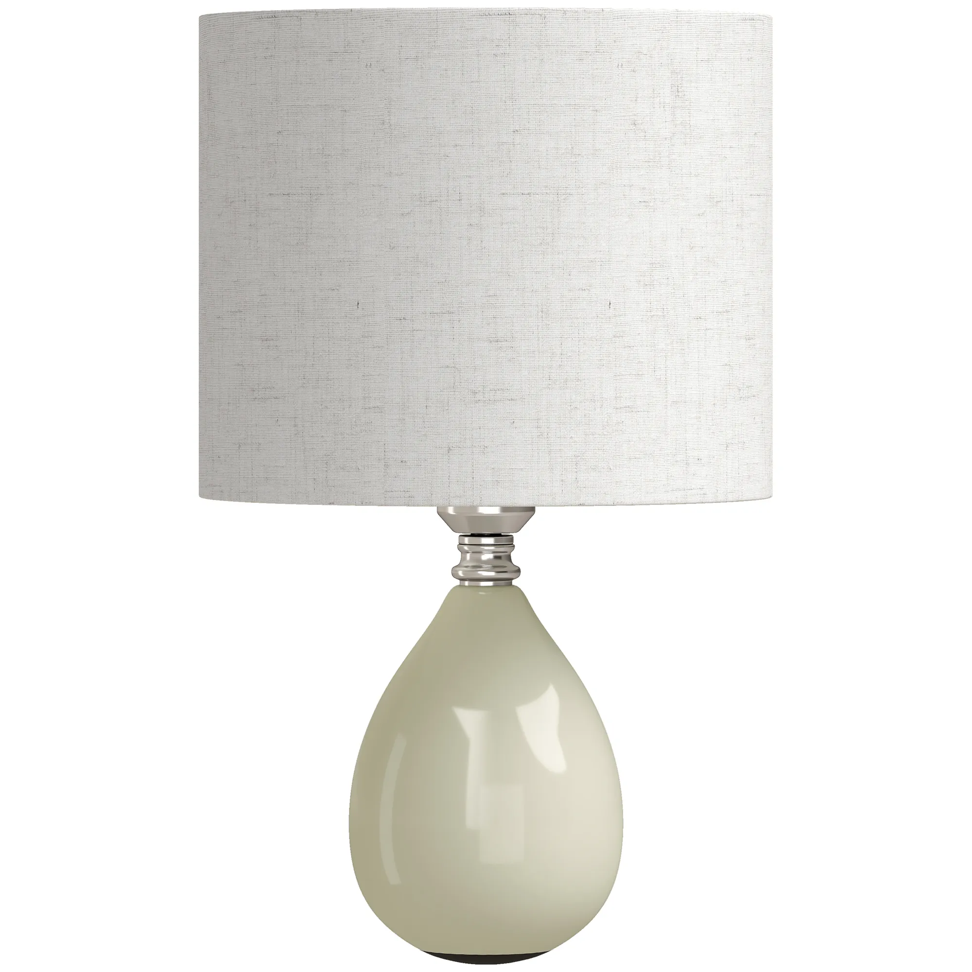 Tischlampe Vintage Keramik mit Leinenschirm, Cremeweiß, 35 cm