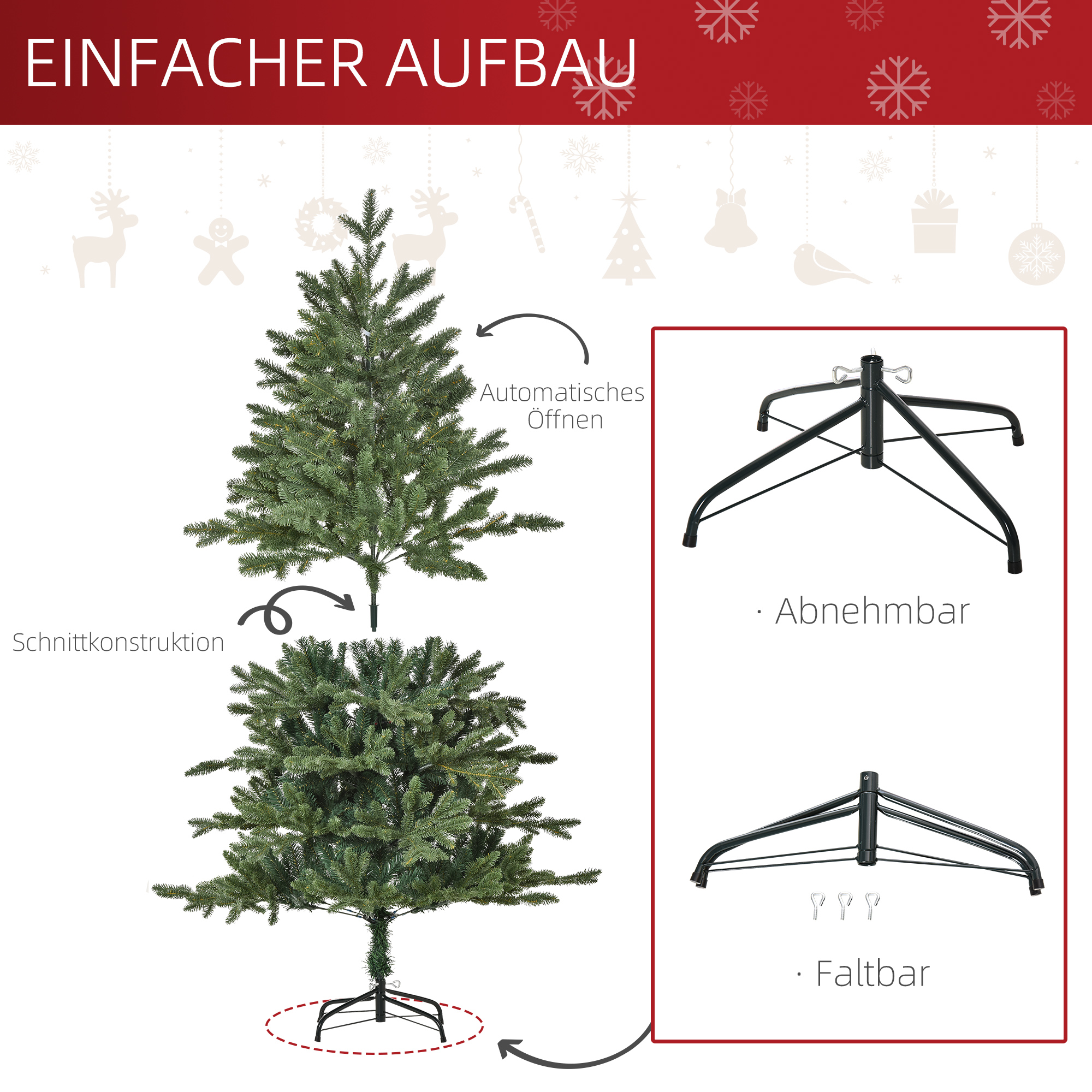 Künstlicher Weihnachtsbaum 150 cm Tannenbaum PVC PE Grün