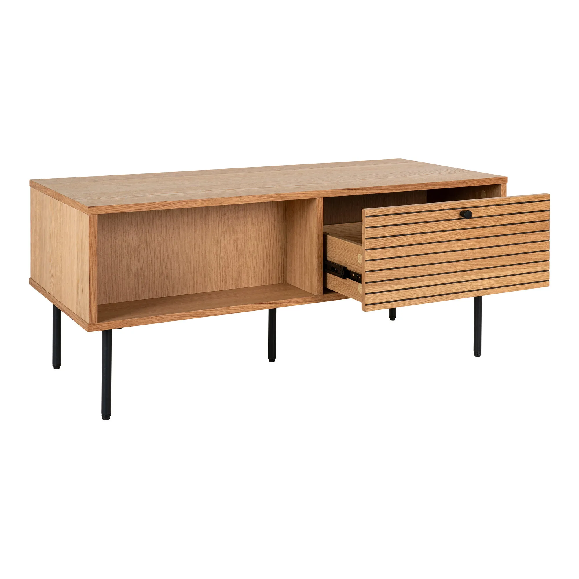 tinkaro Couchtisch Kyoto 2 Schubladen 100x50x45 cm Eiche Natur