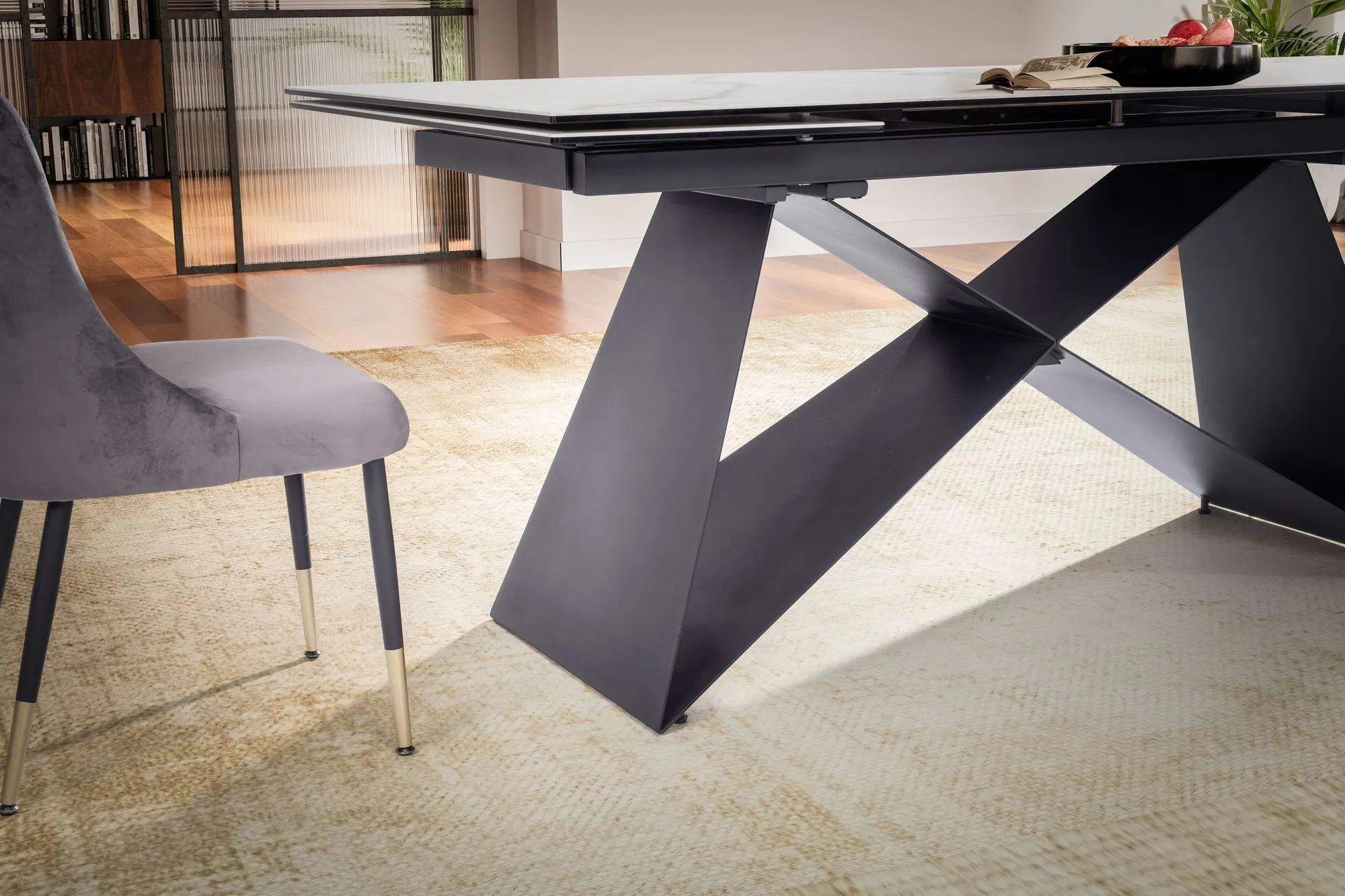 Esszimmertisch 180 - 260 cm Ausziehbar Keramik Glas Weiß