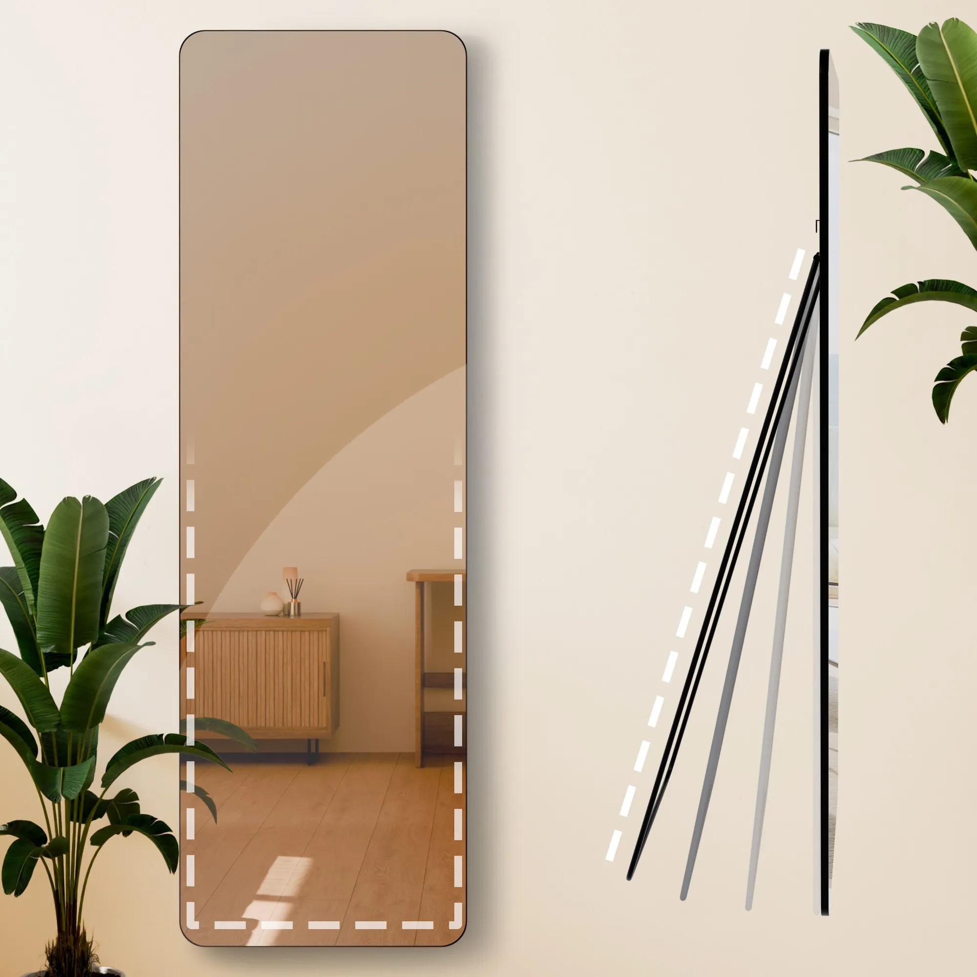 Spiegel Gurnee 160x50 cm schwarz-matt