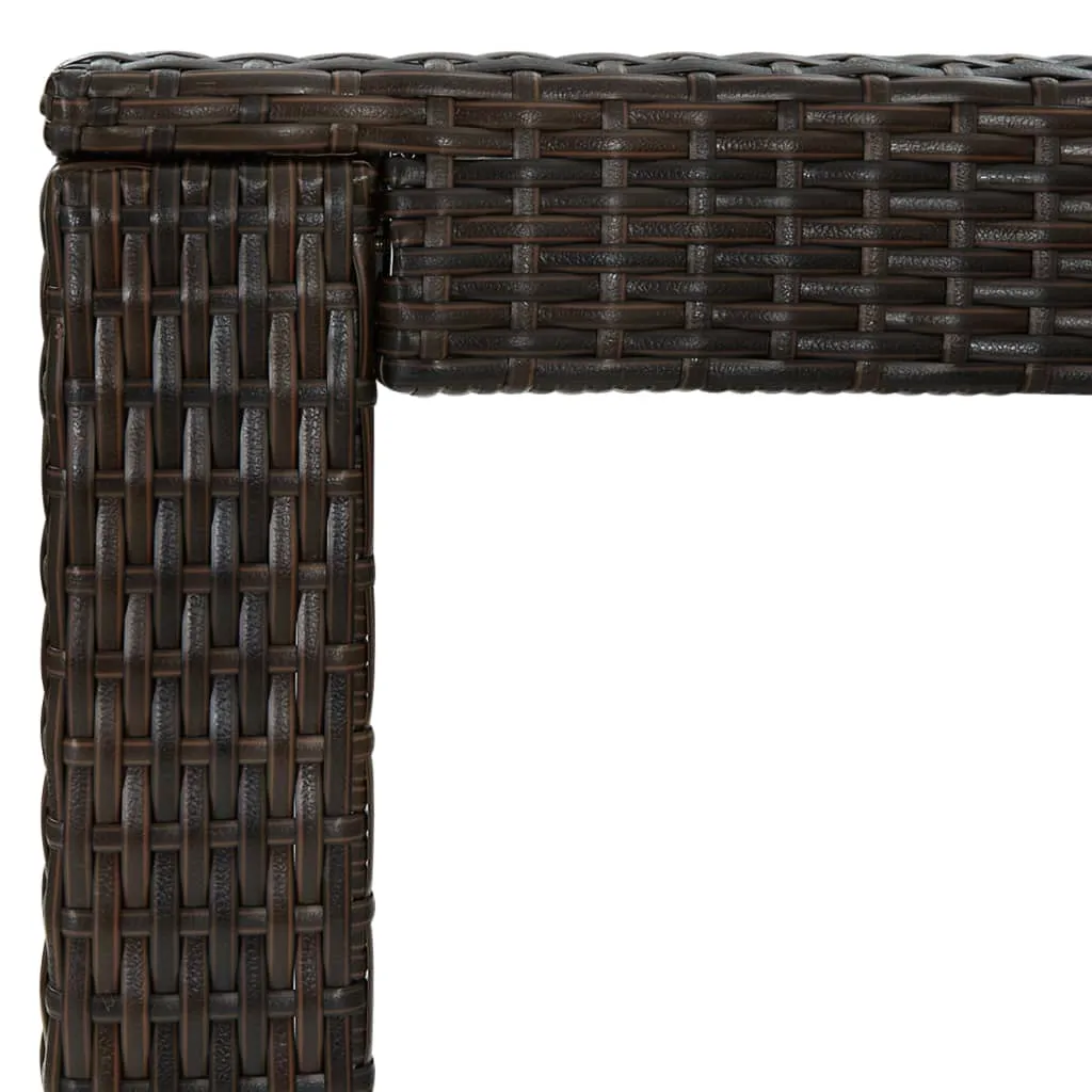 Brauner Bartisch aus PE-Rattan mit pulverbeschichtetem Stahlgestell, 100x60,5x110,5 cm