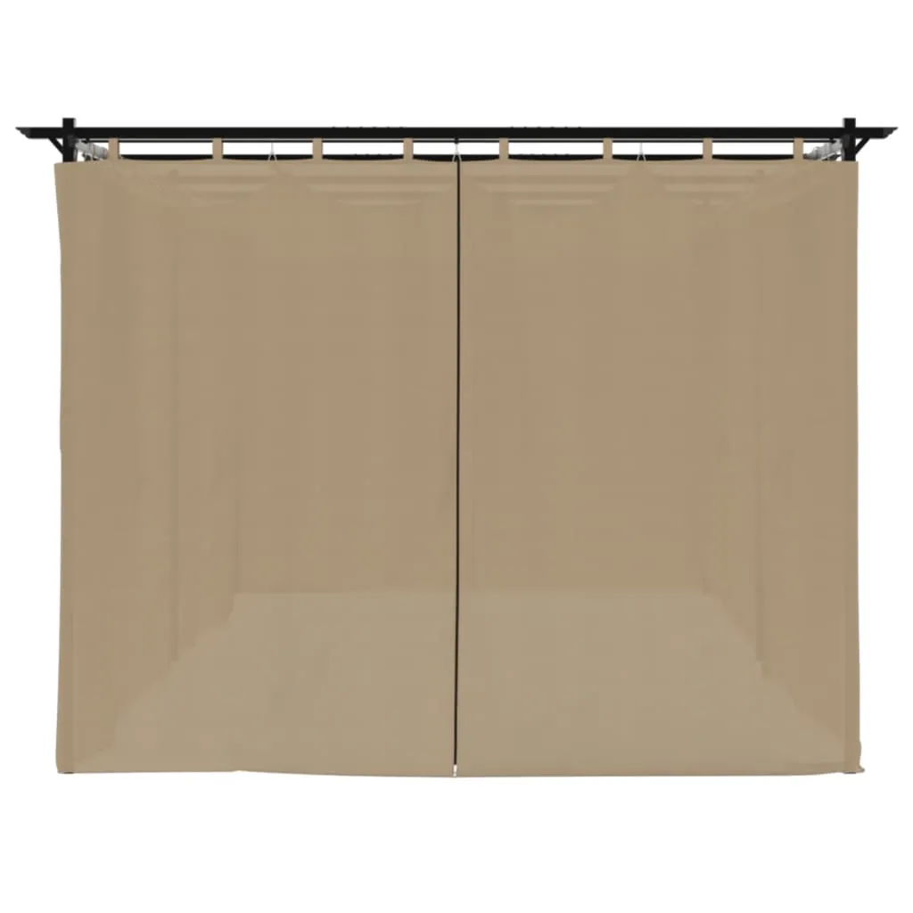 Gartenpavillon 596x295x221 cm Anthrazit mit Taupe Stoff und einziehbarem Dach