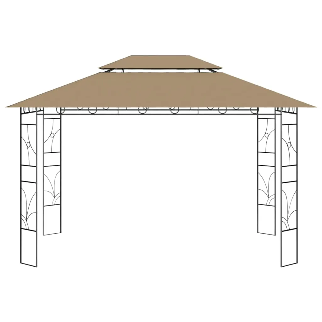Outdoor Pavillon 400x300x270 cm Taupe mit Stahlgestell und PA-beschichtetem Stoff