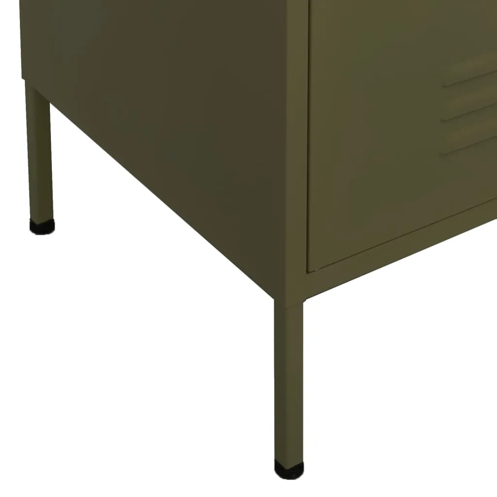 Olivgrüner Lagerschrank aus Stahl 80 x 35 x 101,5 cm