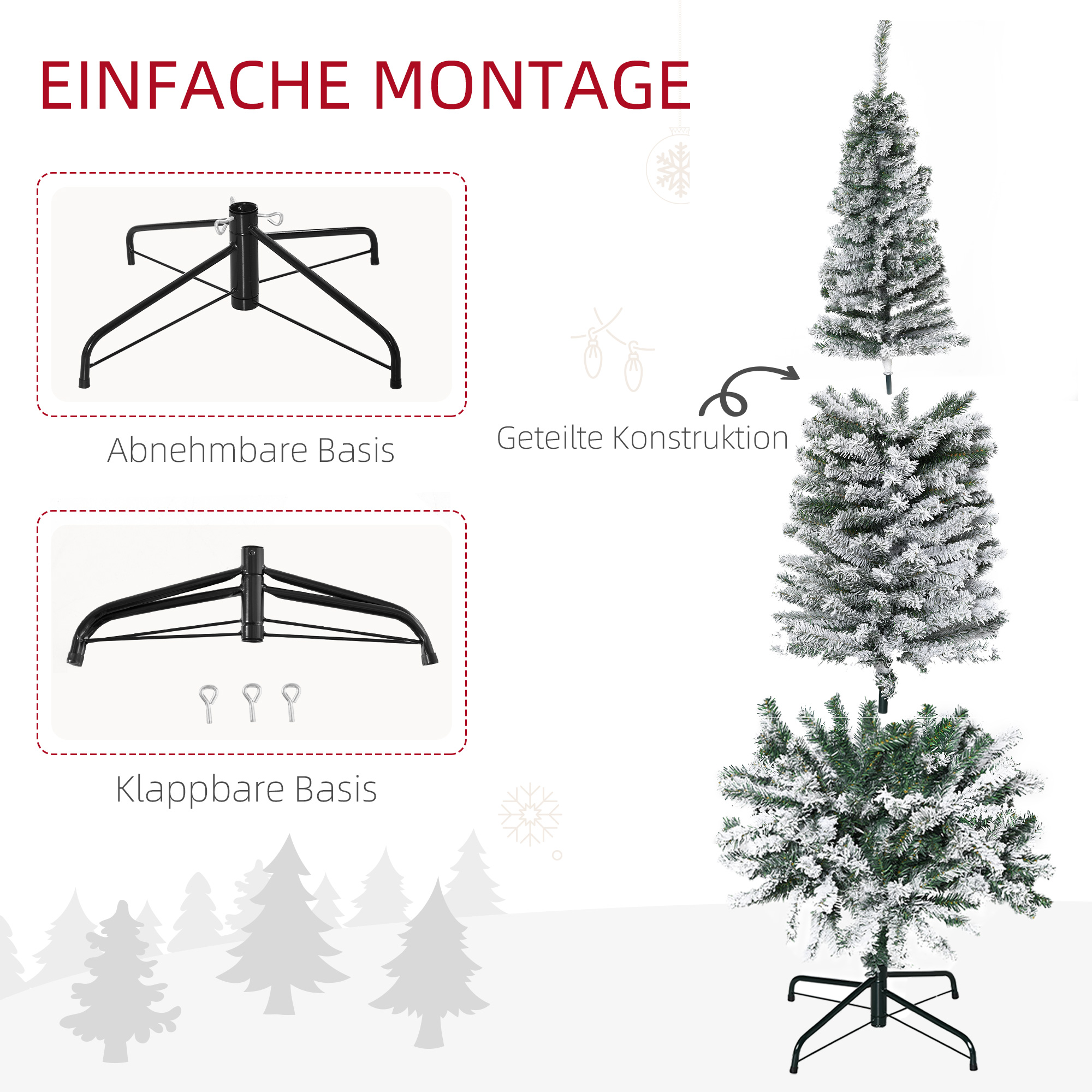 Künstlicher Weihnachtsbaum Bleistift Kiefer mit Schnee 225 cm Grün