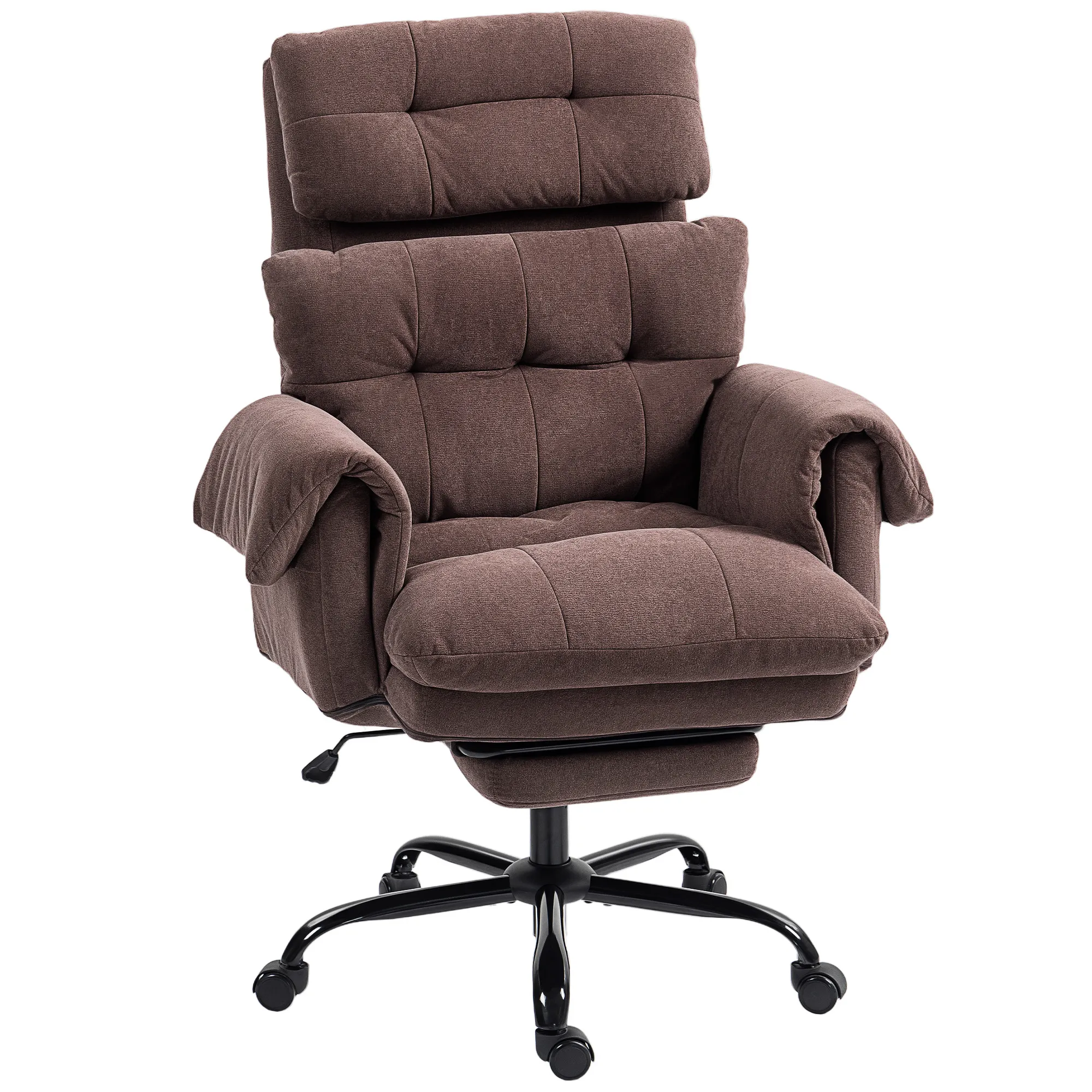 Bürostuhl mit Fußstütze 80B x 77T x 108-116H cm Kaffeebraun+Schwarz