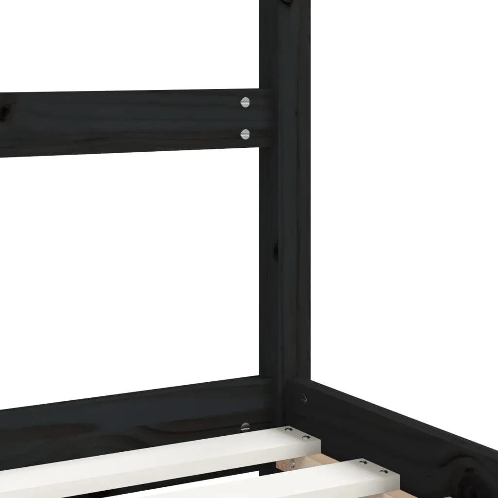 Kinderbett aus massivem Kiefernholz Schwarz 195,5 x 95,5 x 158 cm