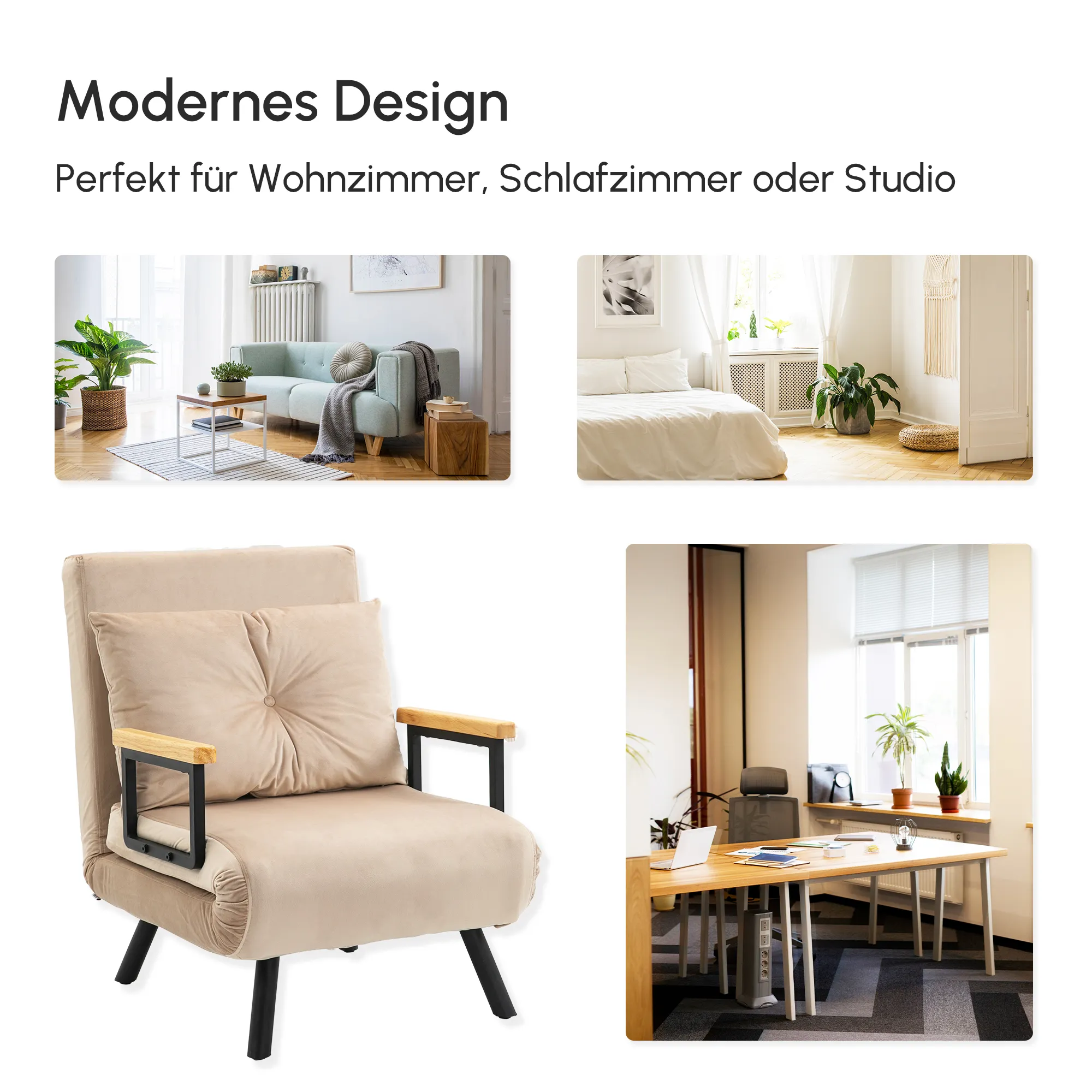 Beiger Schlafsessel 63B x 73T x 81H cm - Multifunktional und bequem