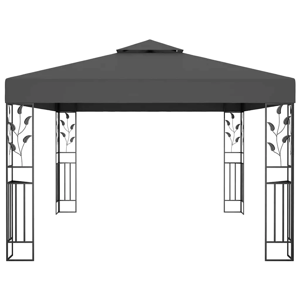 Pavillon 3x4 m Anthrazit mit pulverbeschichtetem Stahl und Doppeldach