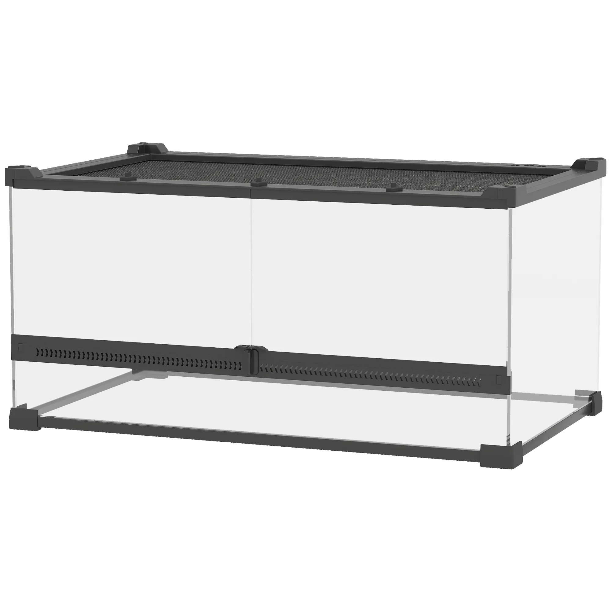 Glasterrarium 50L x 30B x 25H cm in Schwarz für Reptilien