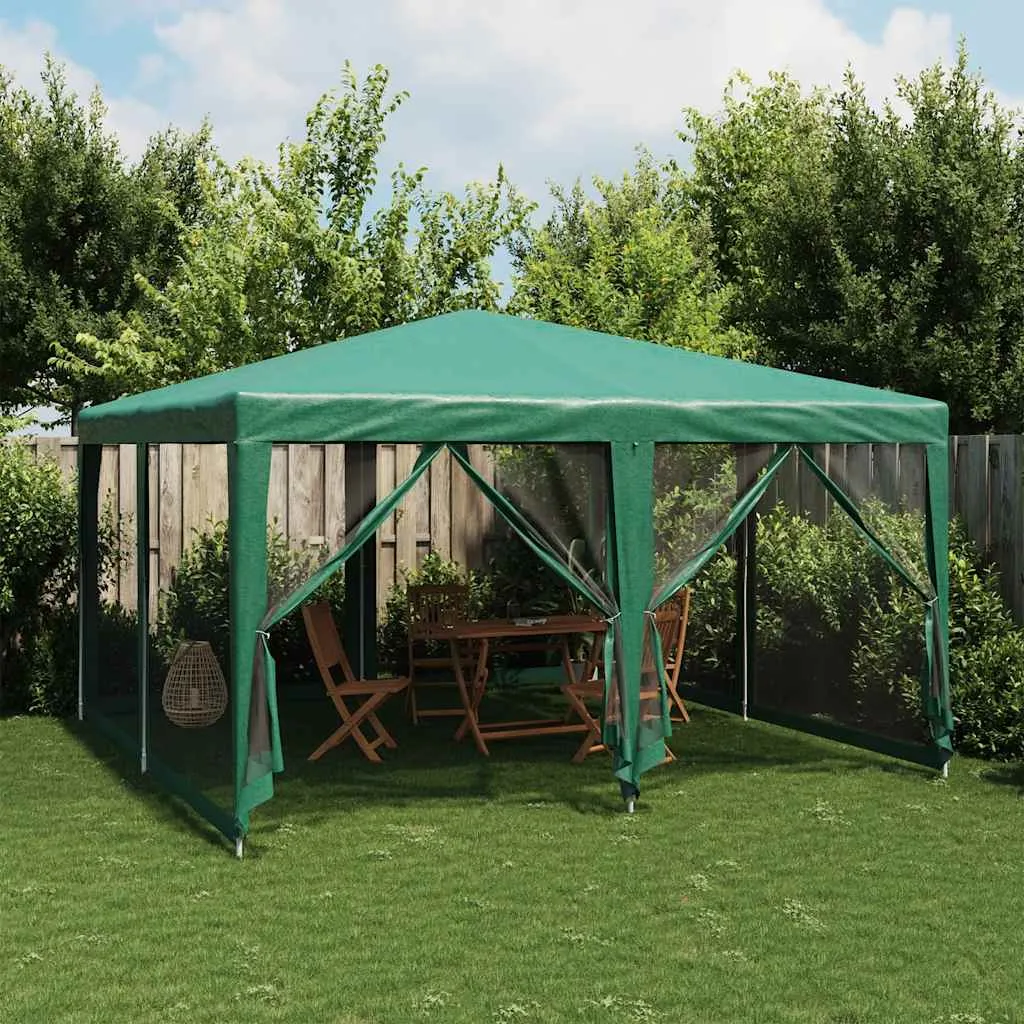 Grünes Partyzelt 400x400x268 cm mit 8 Mesh-Seitenteilen und wasserfestem Dach